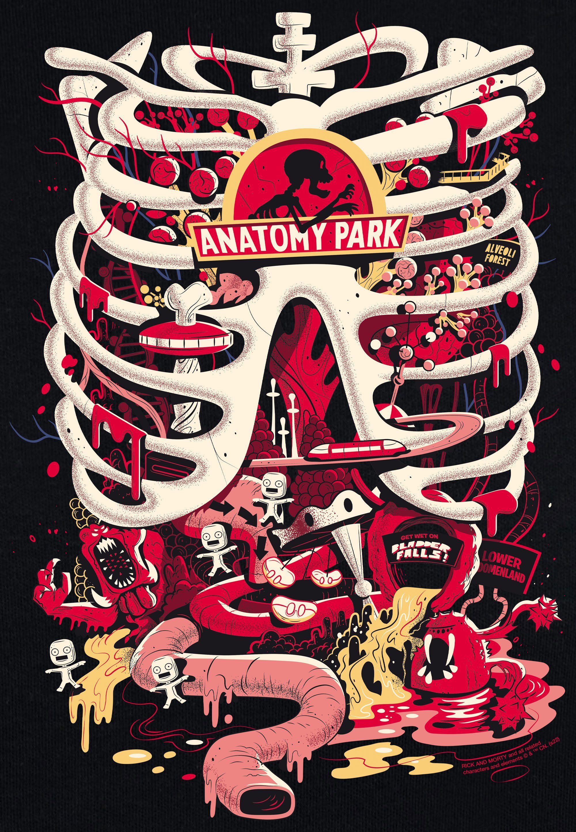 mit - Anatomy Park Rick Print coolem Morty & LOGOSHIRT T-Shirt