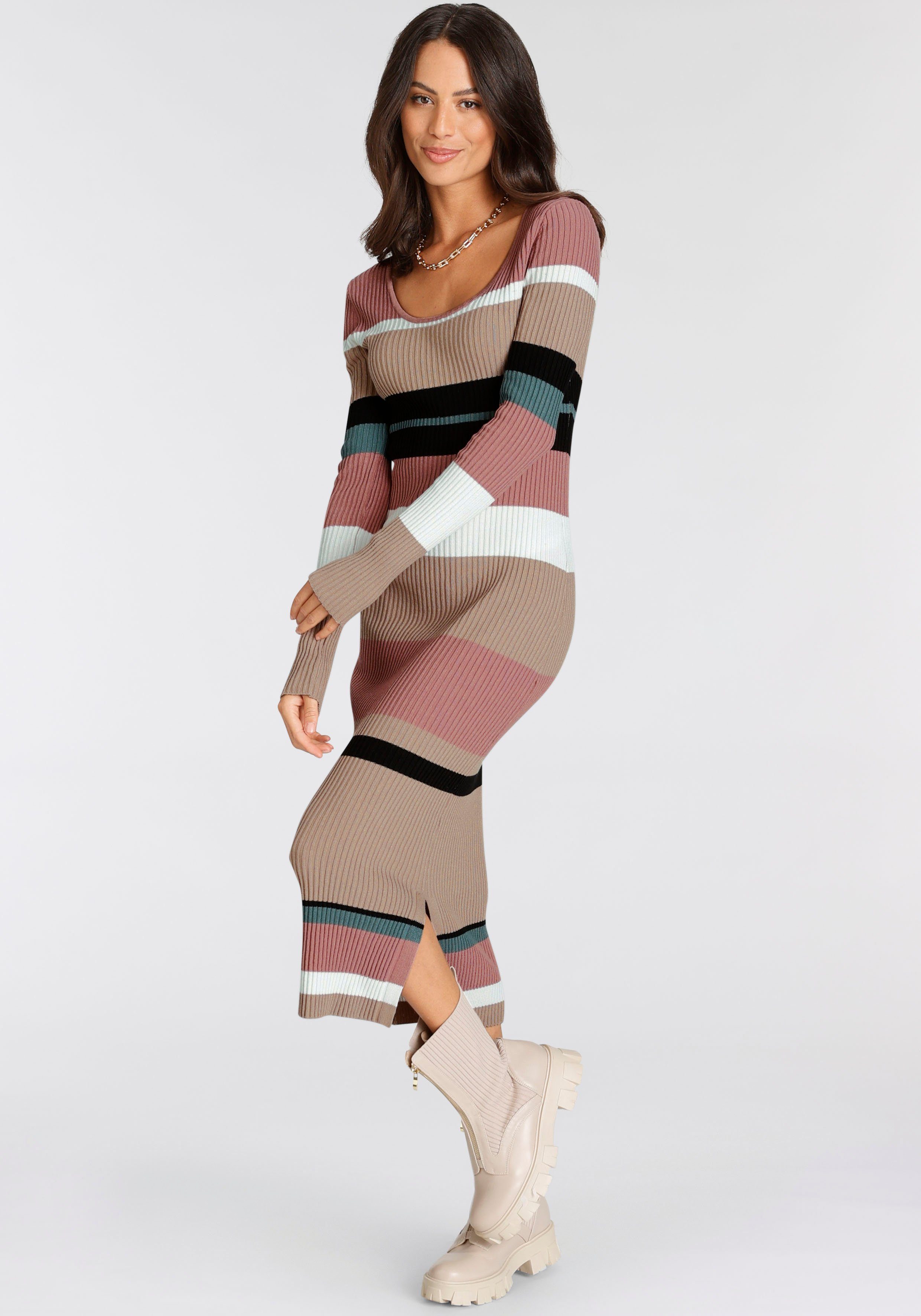 Laura Scott Strickkleid in Midiform mit tollem Streifendesign