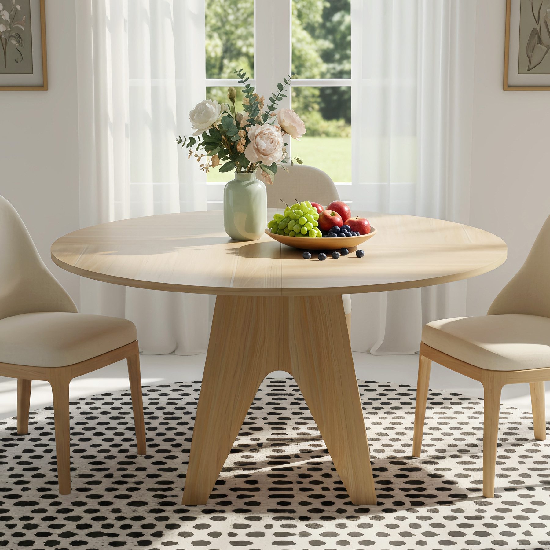 Estiliza Esstisch 120 cm für 4 Personen, Eichen-Optik im Bauernhaus-Stil, rund (1-St), Multifunktionaler Küchentisch, Wohnzimmertisch & Frühstückstisch