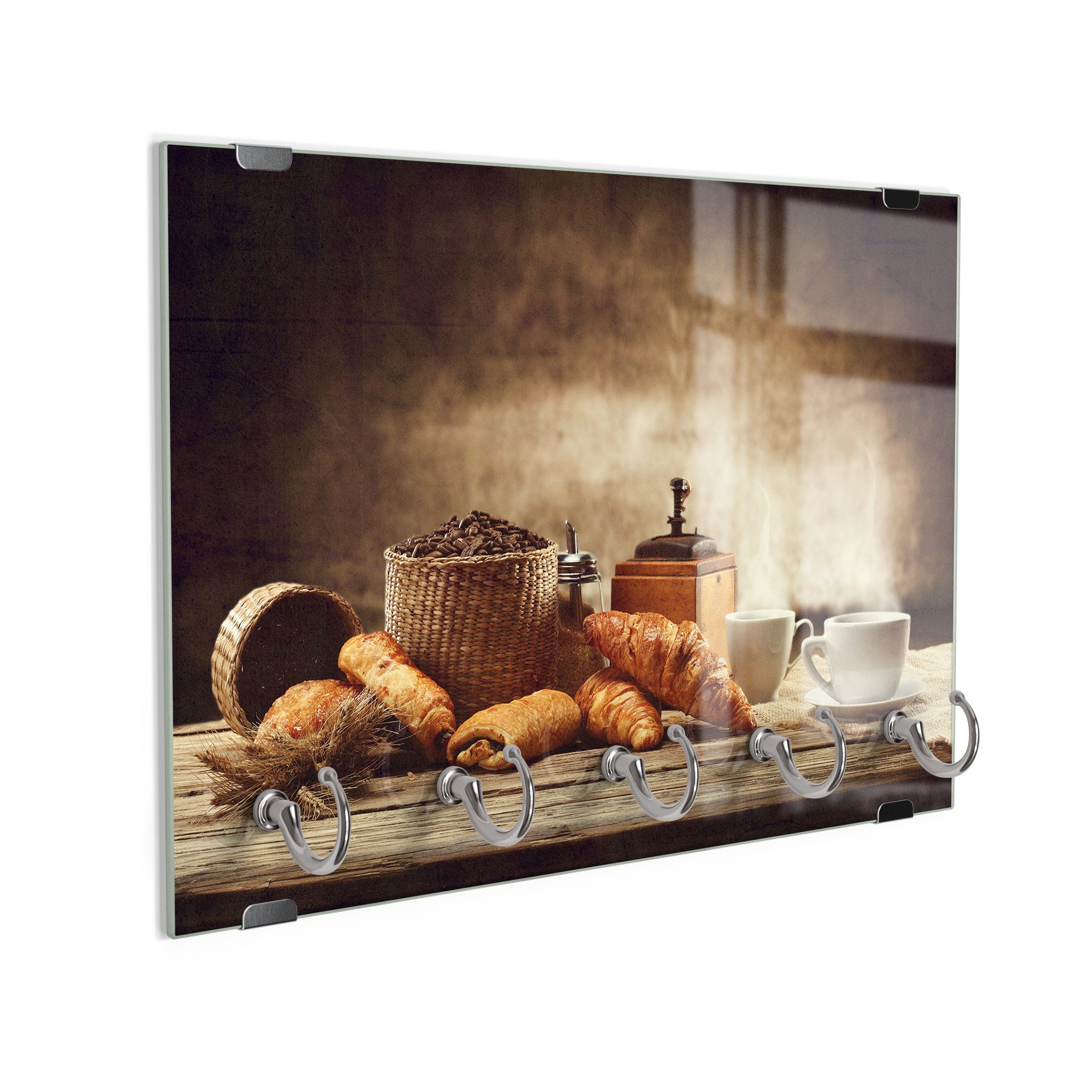 DEQORI Schlüsselbrett 'Französisches Frühstück', (1 St), Schlüsselhalter Schlüssel Haken Schlüsselboard modern Schlüsselleiste