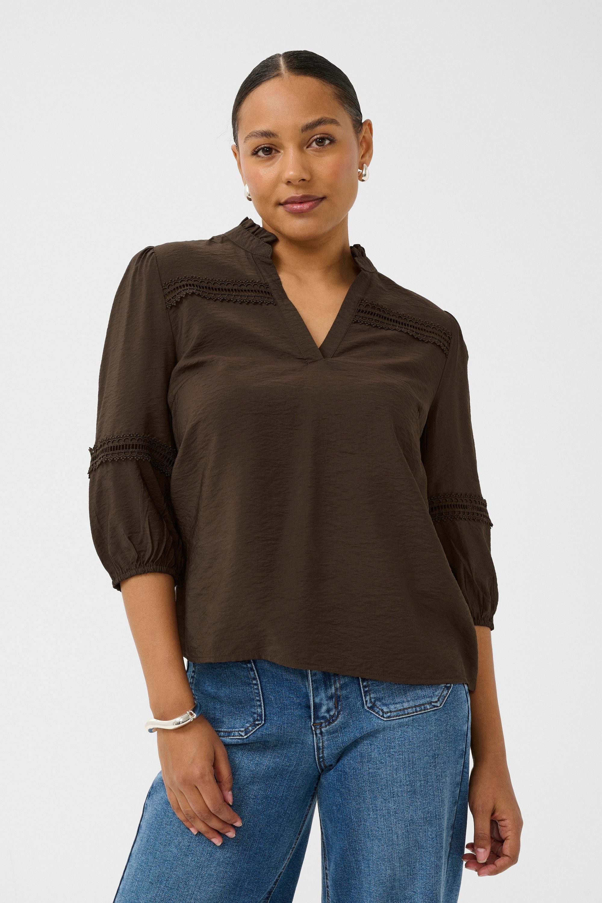 KAFFE Langarmbluse Langarm-Bluse KAsonja