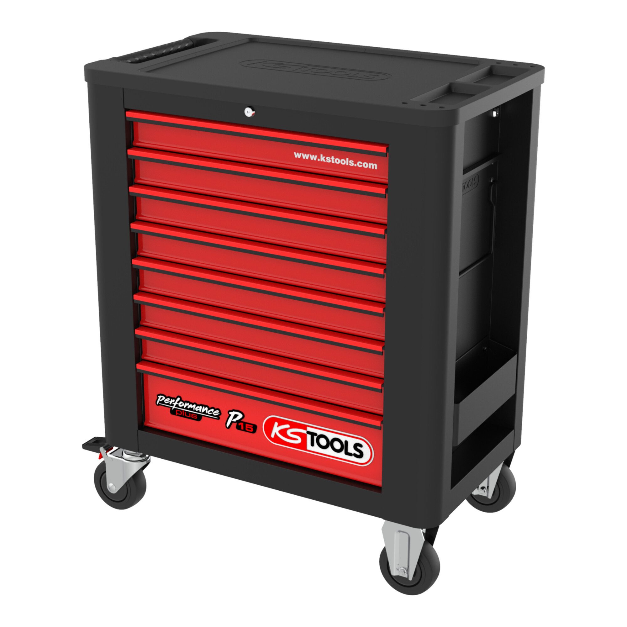 KS Tools Werkstattwagen KS Tools PERFORMANCEplus P15 SCHWARZ/ROT Werkstattwagen mit 8 Schublad