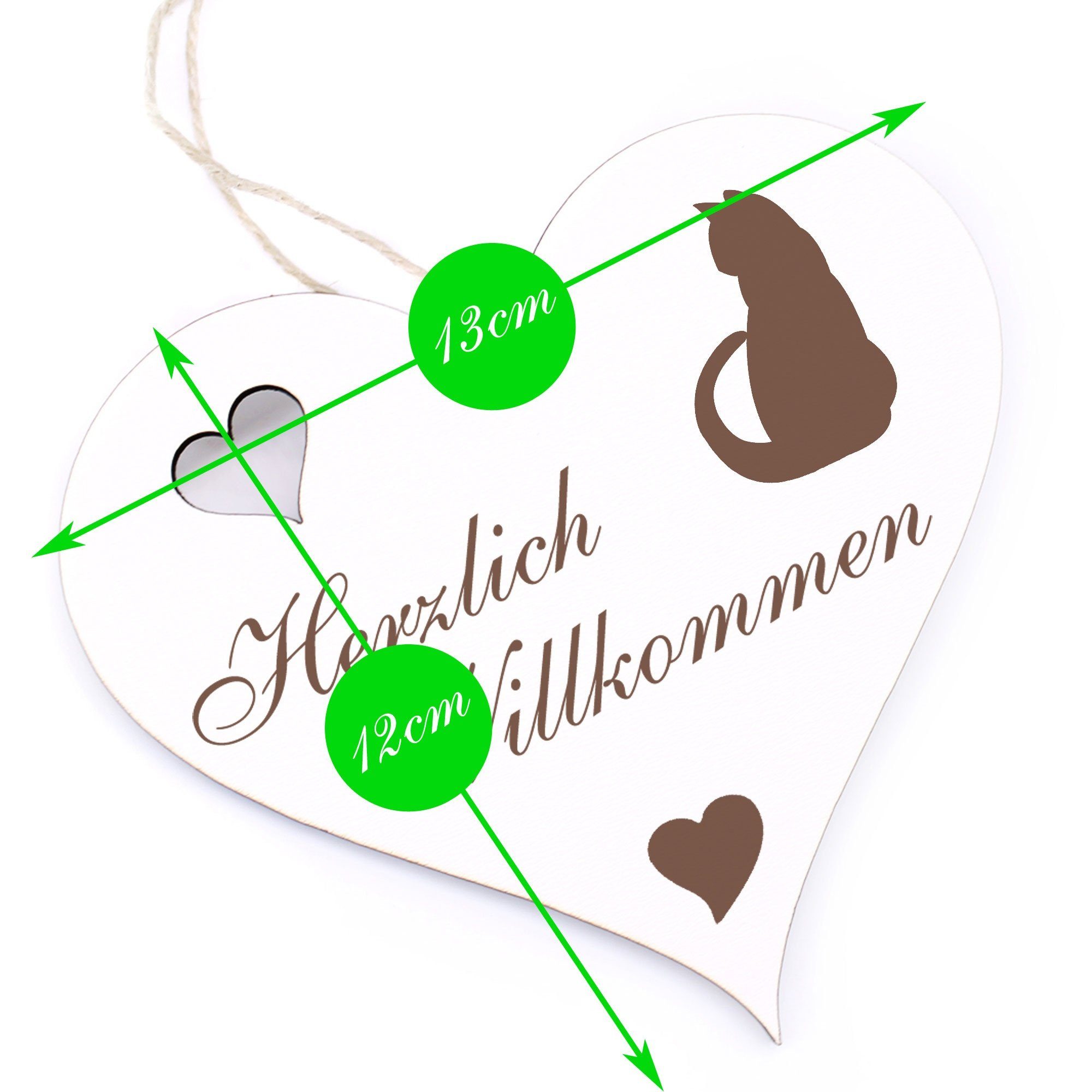 Willkommen - Hängedekoration Katze 13x12cm Dekolando Silhouette - Herzlich