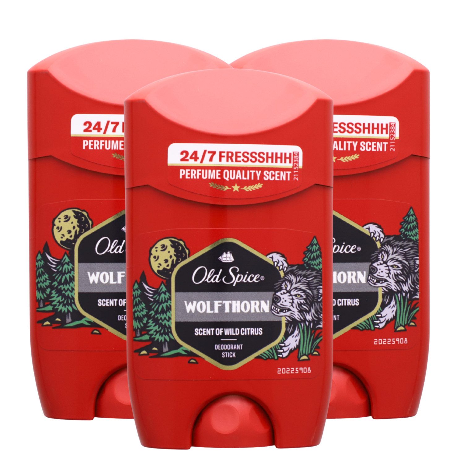 Old Spice Deo-Stift 3 x Old Spice Wolfthorn Deo Stick je 50ml Stick Ohne Aluminium