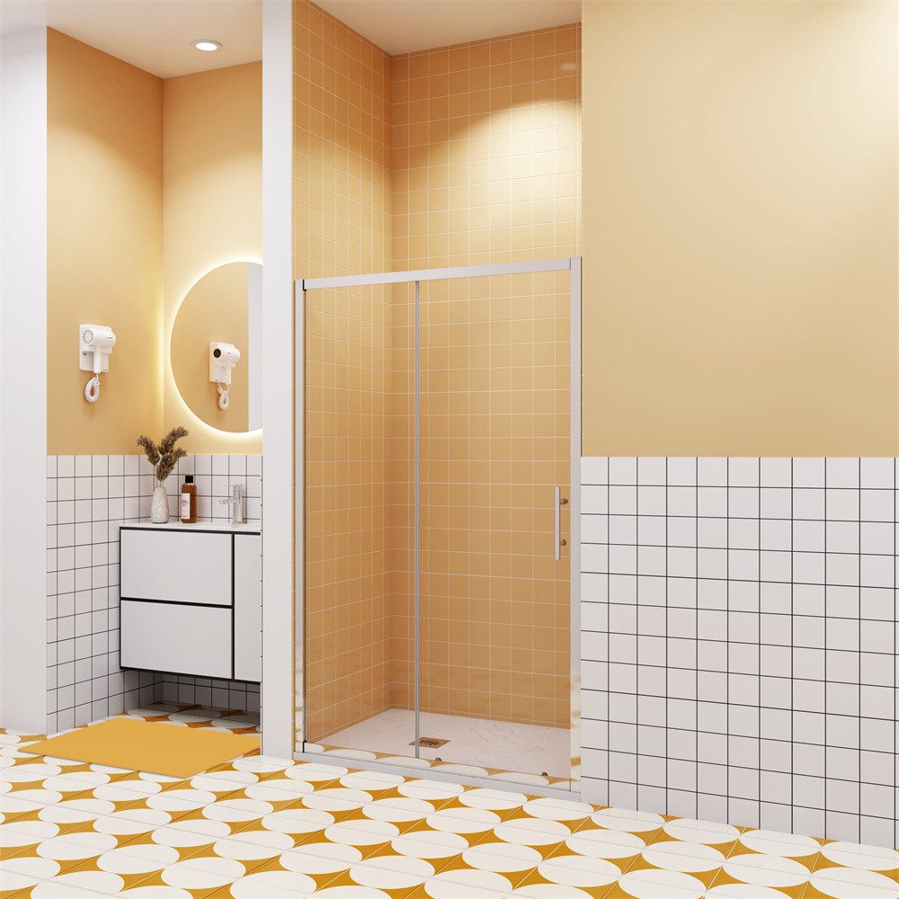 AICA Dusch-Einflügeltür ESG Schiebetür Duschabtrennung dusche Eckdusche Eck-Duschkabine, 100x190 cm, (Set) Glas