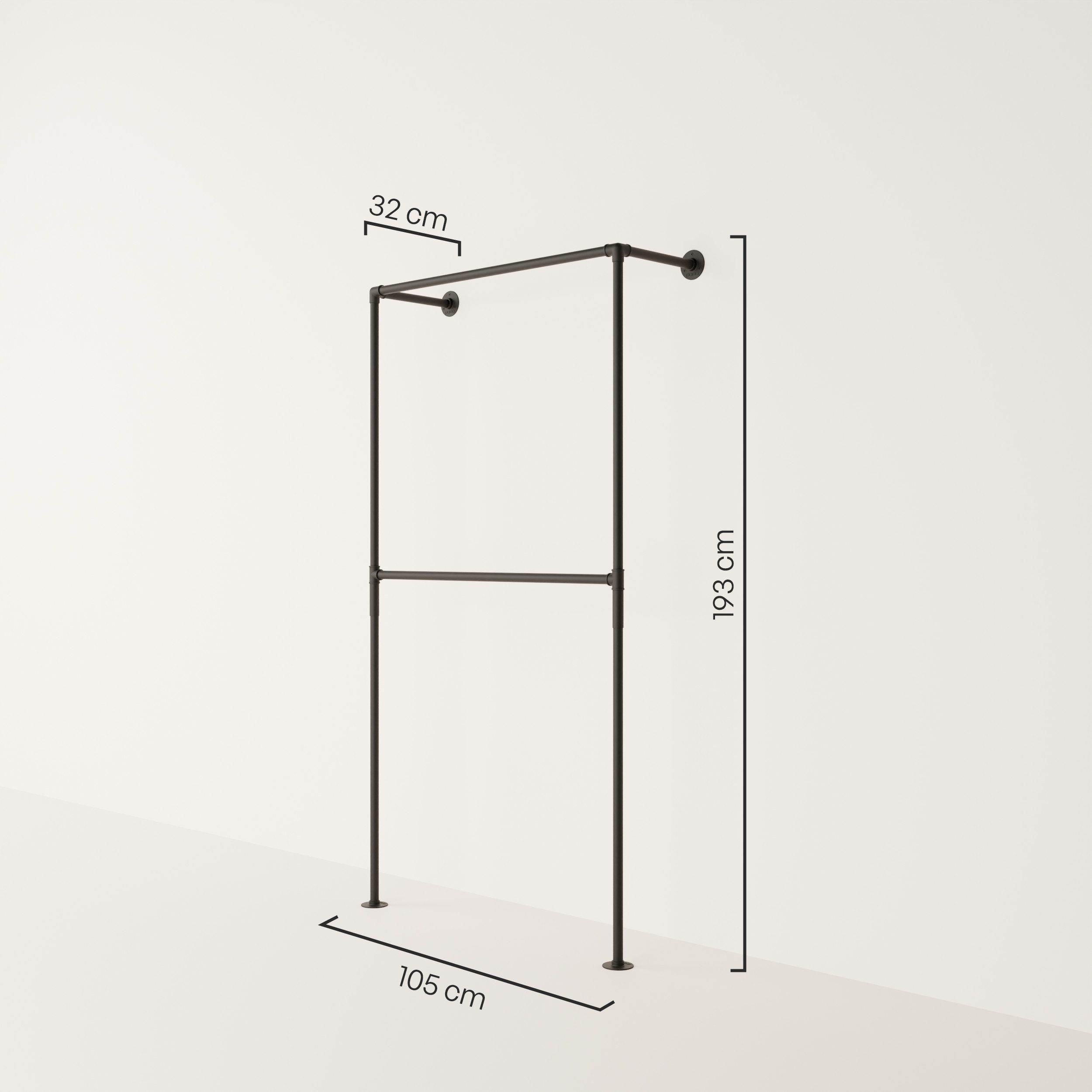 pamo. design Kleiderständer TIM DOUBLE Industrial Kleiderstange zur Wandmontage, (Set, 1)