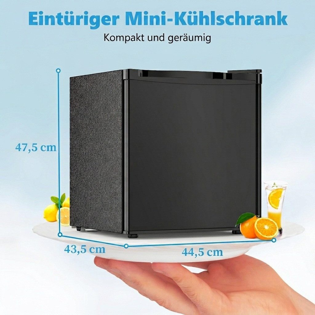 Kismile Kühlschrank 45L Mini-Kühlschrank mit Gefrierfach, kleiner Kühlschrank mit wechselbarem Türanschlag BC-46, regelbarer Thermostat, ultra leise & energiesparend