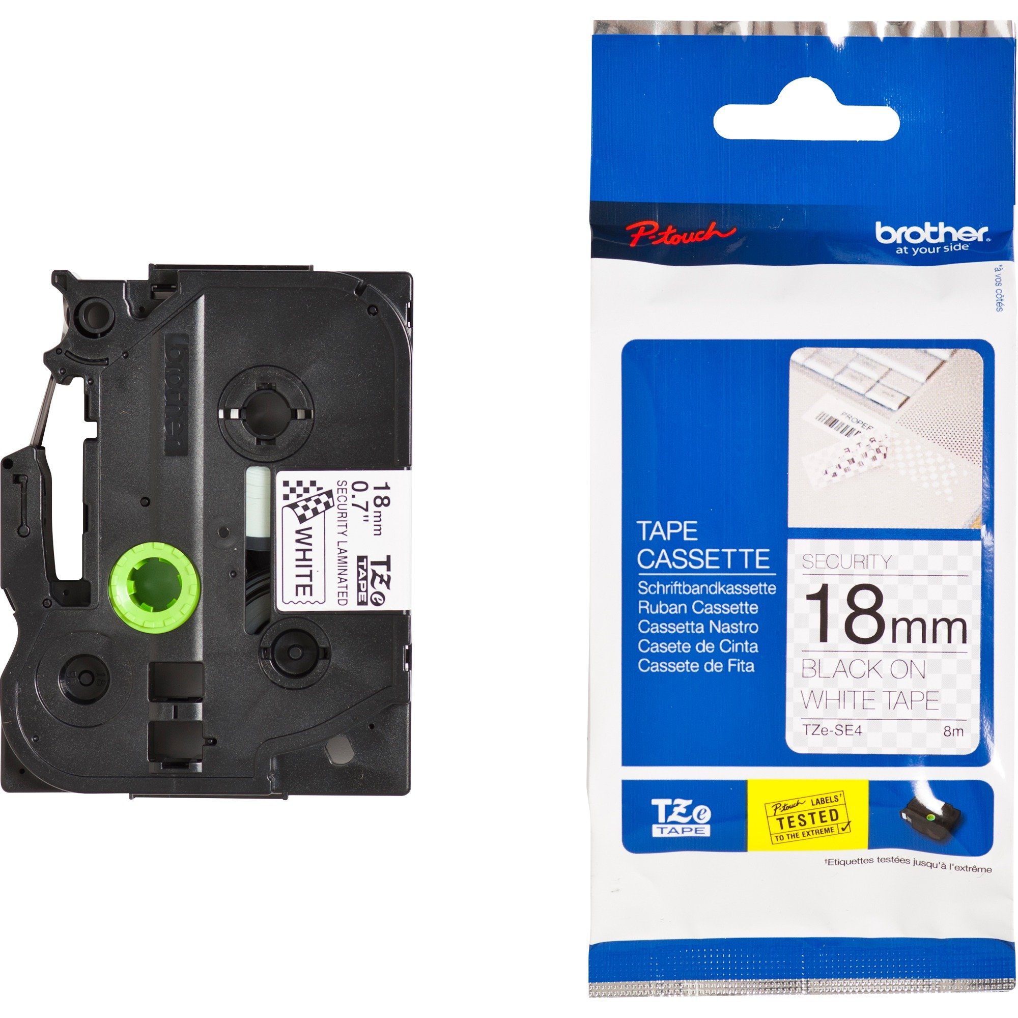 Brother Drucker- und Kopierpapier Brother TZe-SE4, Schriftband, (18 mm, Schwarz auf