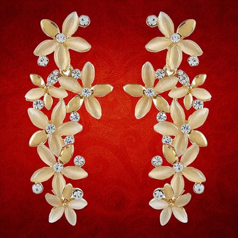 YouBella Ohrhänger-Set Mondstein-Kristall-Ohrringe Für Frauen & Mädchen (Inhalt der Packung: Paar Ohrringe x 1, Perfekt zum Verschenken bei Hochzeit & anderen besonderen Anlässen), Modischer Kunstschmuck
