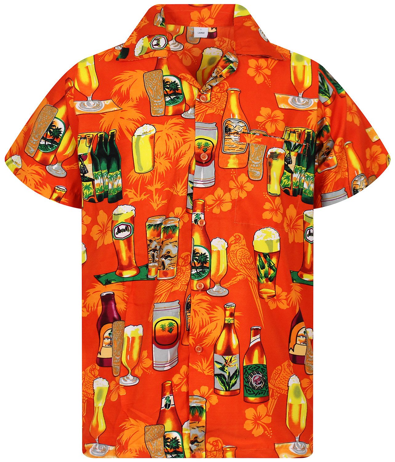 King Kameha Hawaiihemd Beerbottle Funky Hawaii-Hemd Herren Kurzarm Front-Ta günstig online kaufen