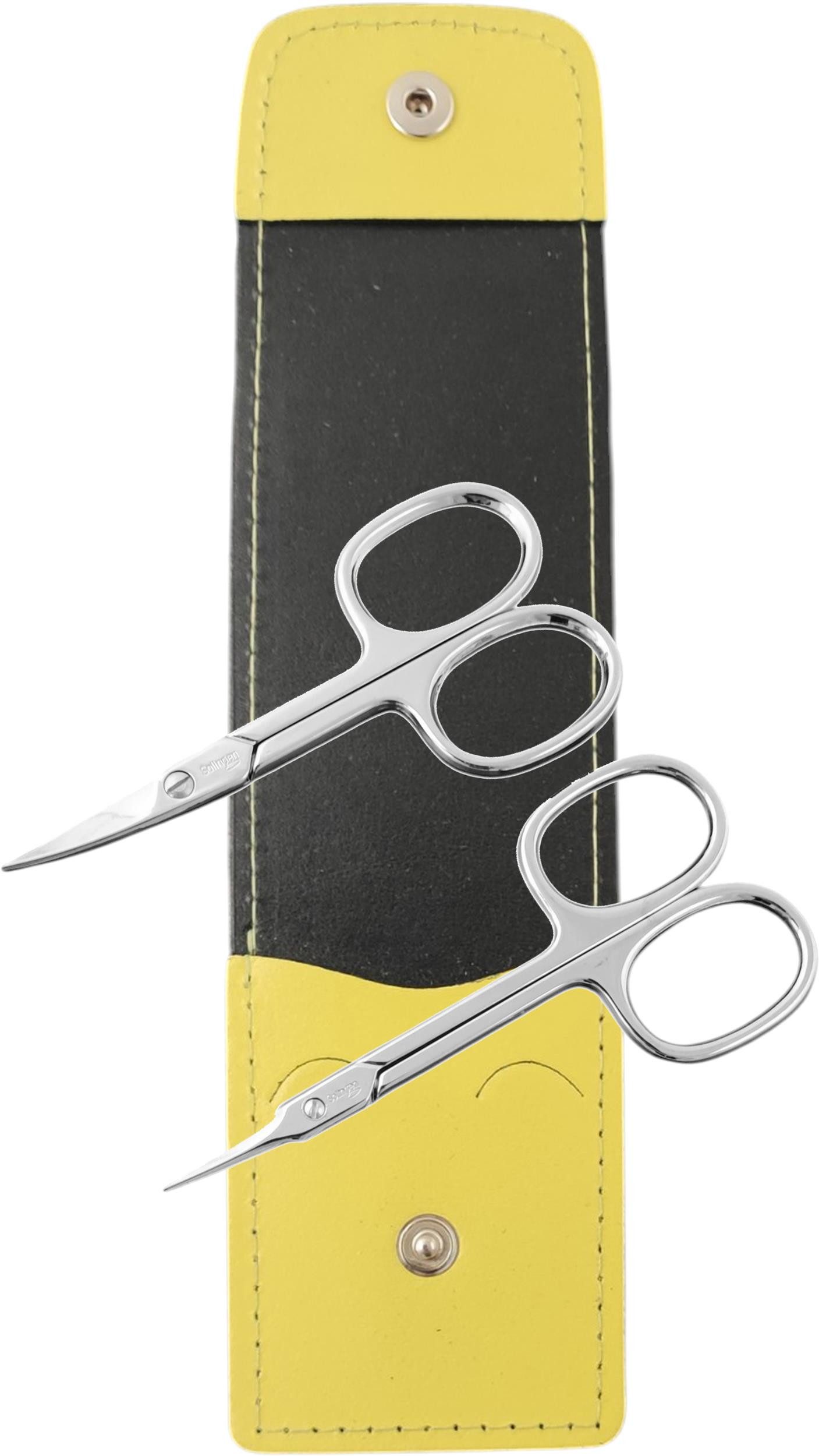 EloModa Maniküre-Kosmetik-Etui Solingen Nagelscheren Set mit Turmspitz-Schere & Echtleder Etui Made, 2 tlg., Nagelschere und Turmspitz-Schere