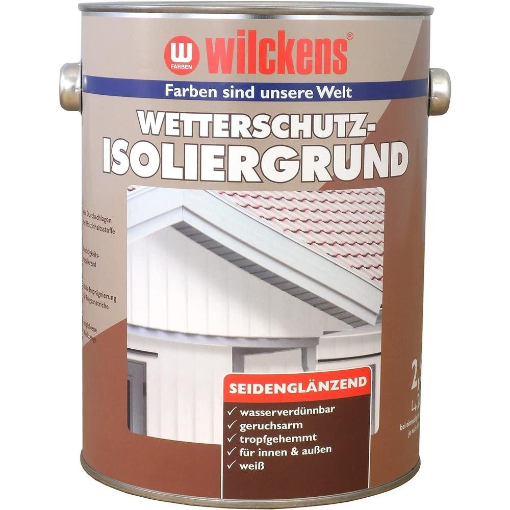 Wilckens Farben Isoliergrundierung Wetterschutz-Isoliergrund Holzisoliergrundierung Weiß, seidenglänzend, Imprägnierung für Folgeanstriche