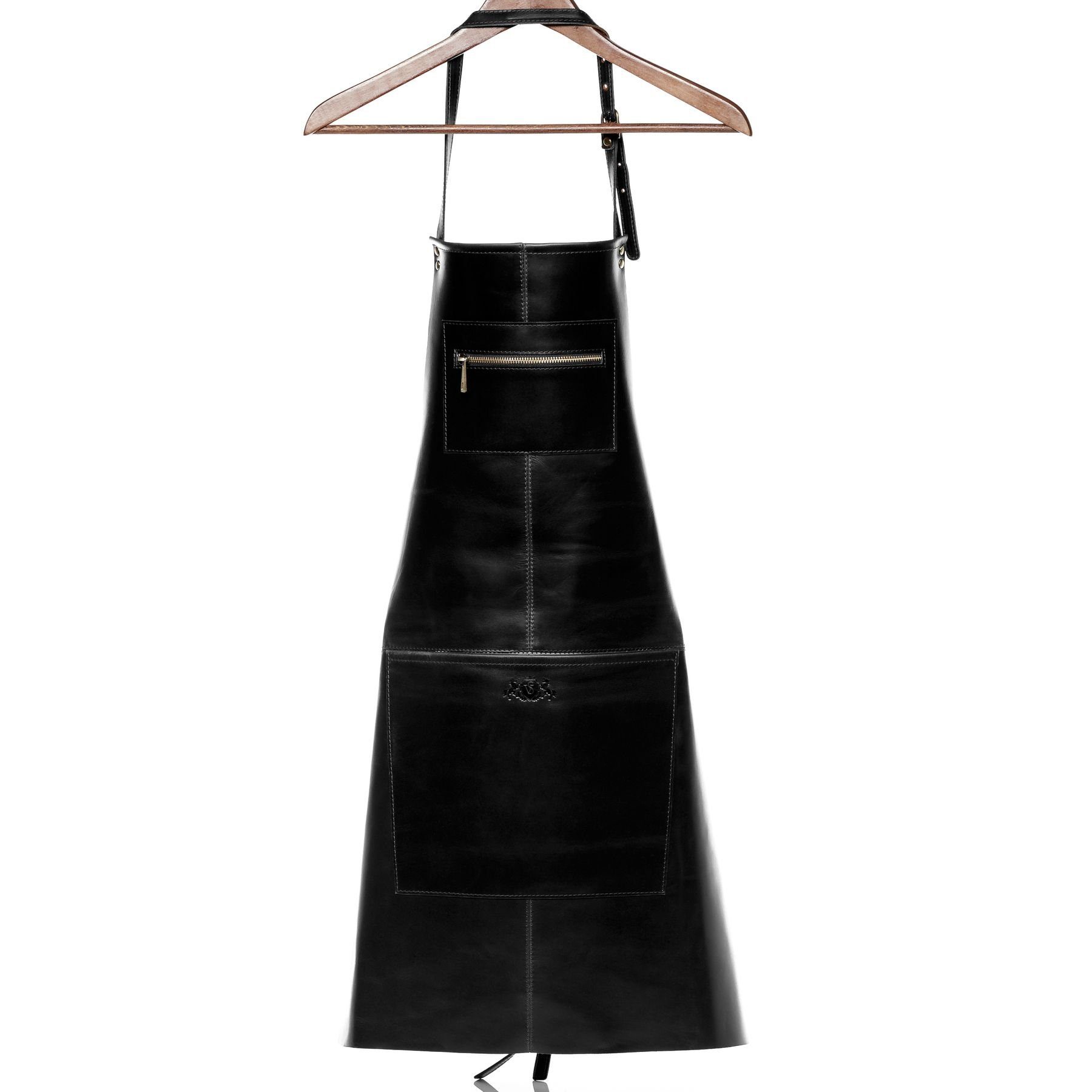 SID & VAIN Grillschürze echt Leder Schürze zum Grillen BBQ schwarz HEATHROW, Kochschürze echt Leder Unisex, Lederschürze BBQ, Schürze schwarz