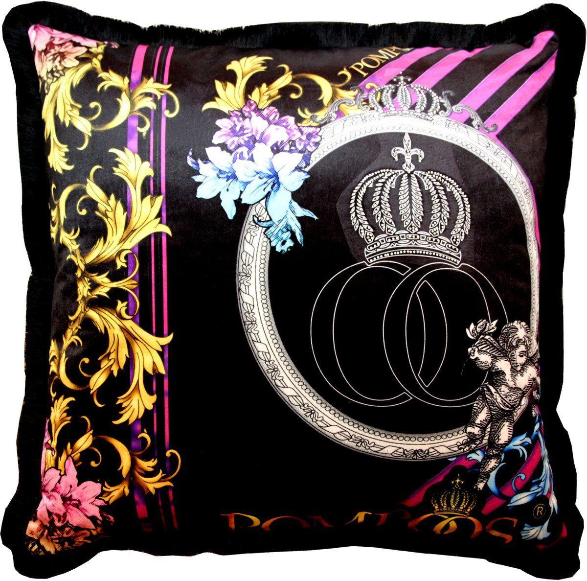 Pompöös by Casa Padrino Dekokissen Riesiges XXL Luxus Barock Kissen Purple / Black Pompöös by von Harald Glööckler 80 x 80 cm mit funkelnden Glitzersteinen