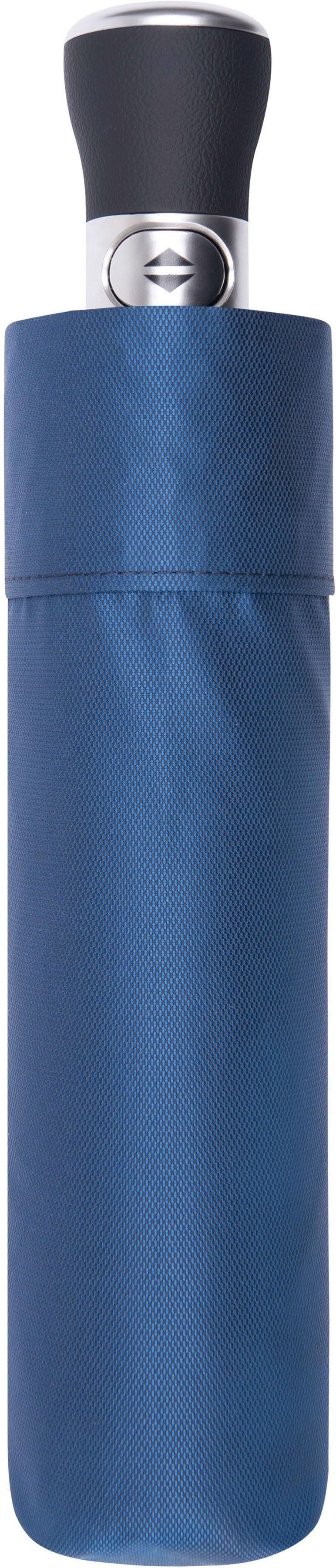 doppler MANUFAKTUR handgemachter blau, Manufaktur-Taschenschirm Uni, Taschenregenschirm Oxford