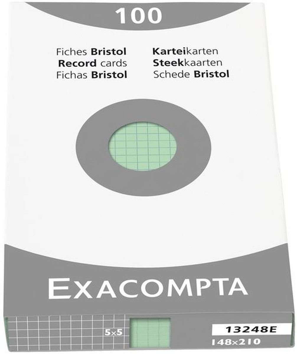 EXACOMPTA Karteikarten Karteikarten A5 kariert grün VE=100 Stück (10 Stück)