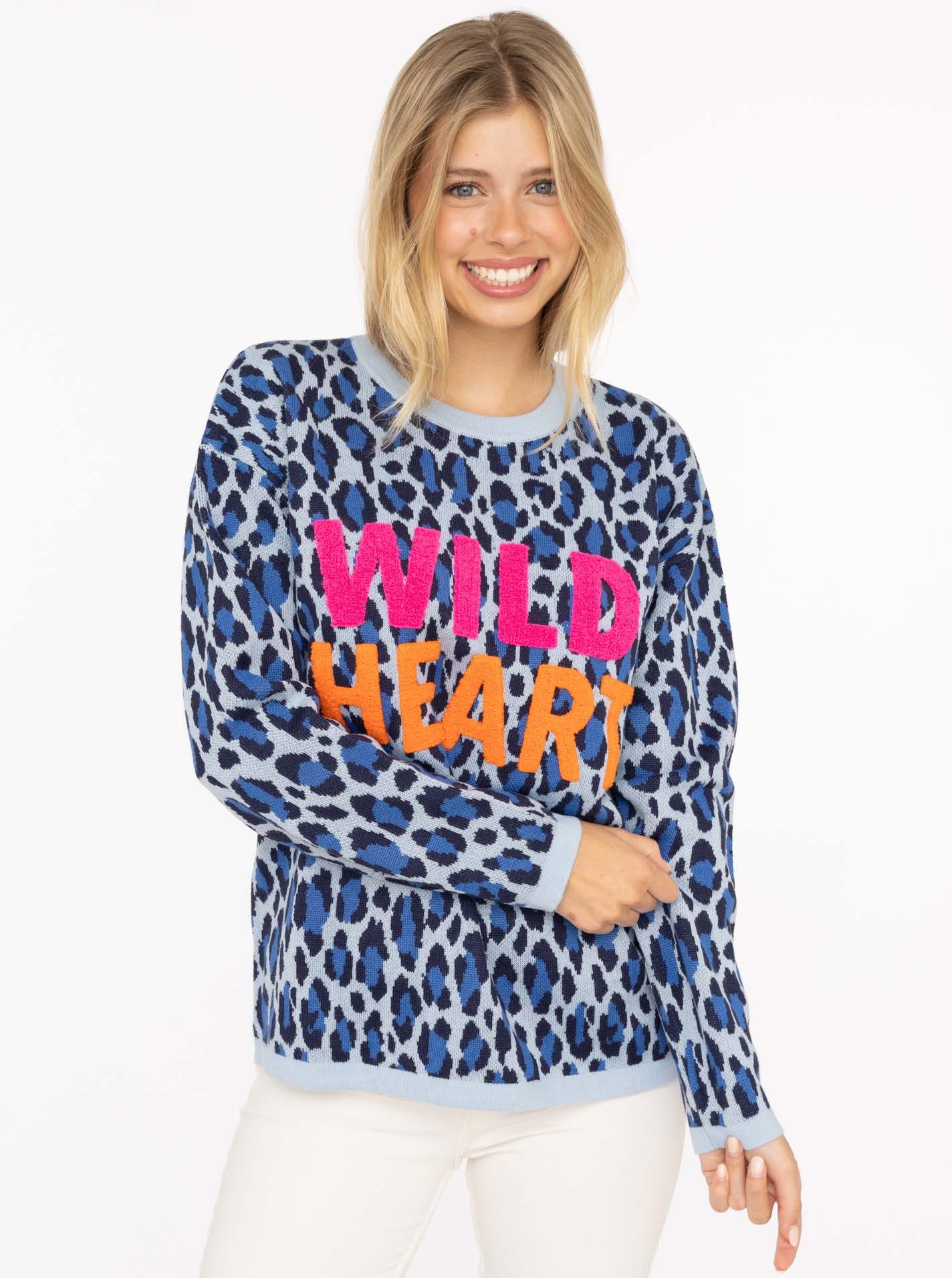 Zwillingsherz Strickpullover "Wild Heart" mit Neon Aufschrift günstig online kaufen