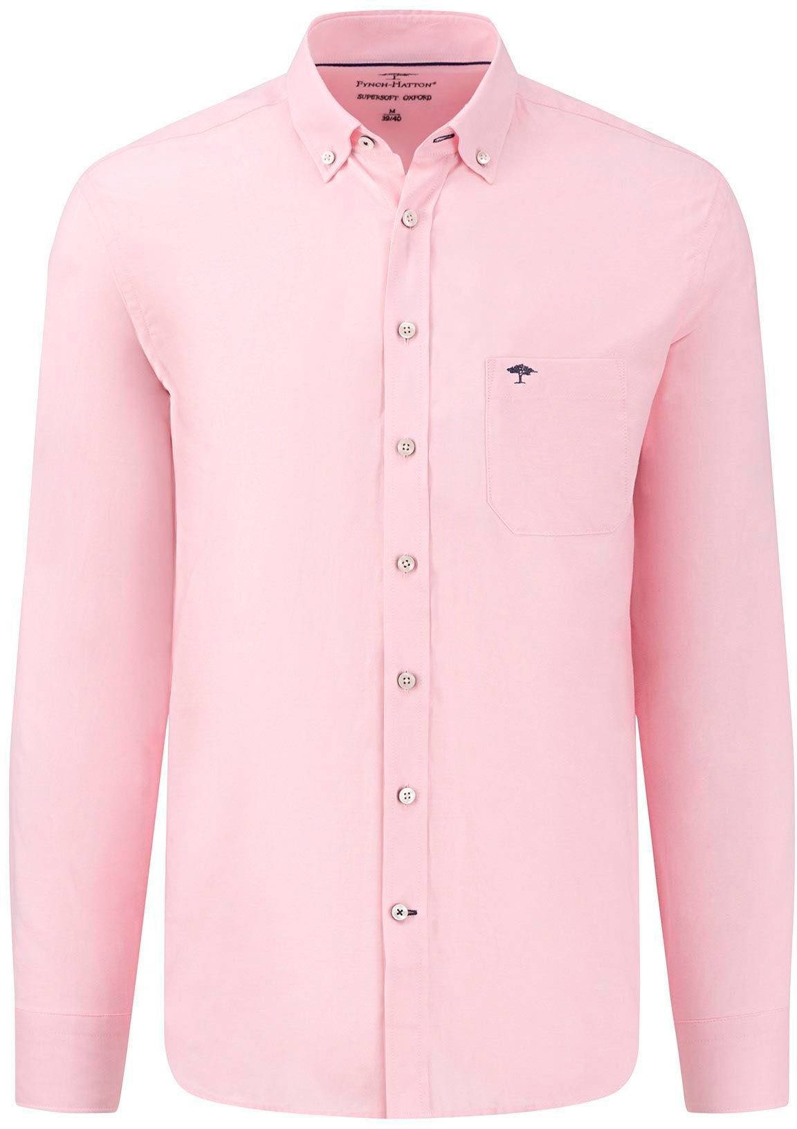 FYNCH-HATTON Langarmhemd mit Button-Down-Kragen pink