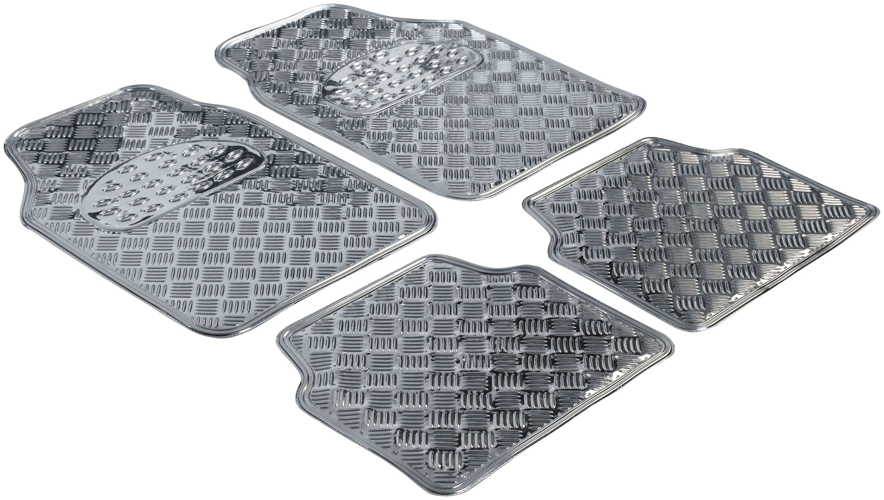 WALSER Universal-Fußmatten Metallic Riffelblech look (4 St), Kombi/PKW