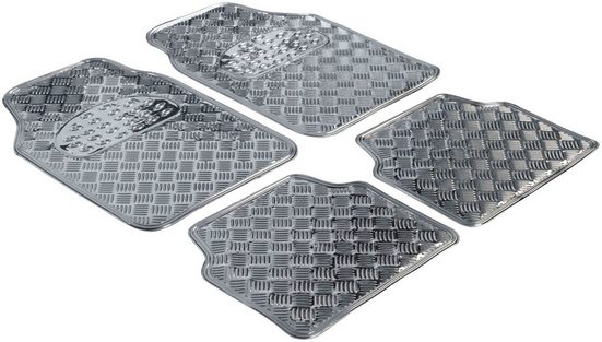 WALSER Universal-Fußmatten »Metallic Riffelblech look« (4 Stück), Kombi/PKW