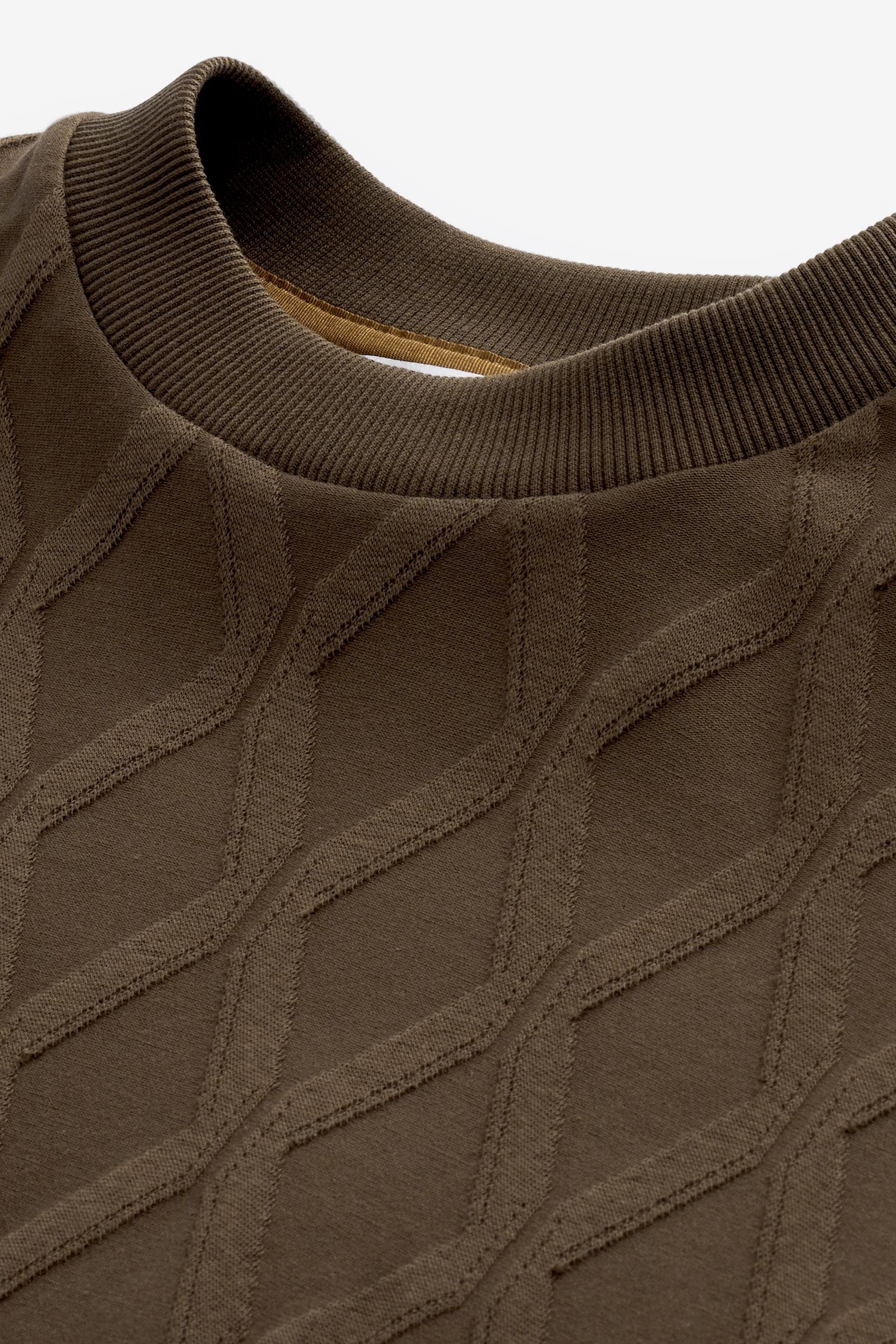 (1-tlg) Strukturiertes Rundhalsausschnitt Langarmshirt mit Shirt Next Brown