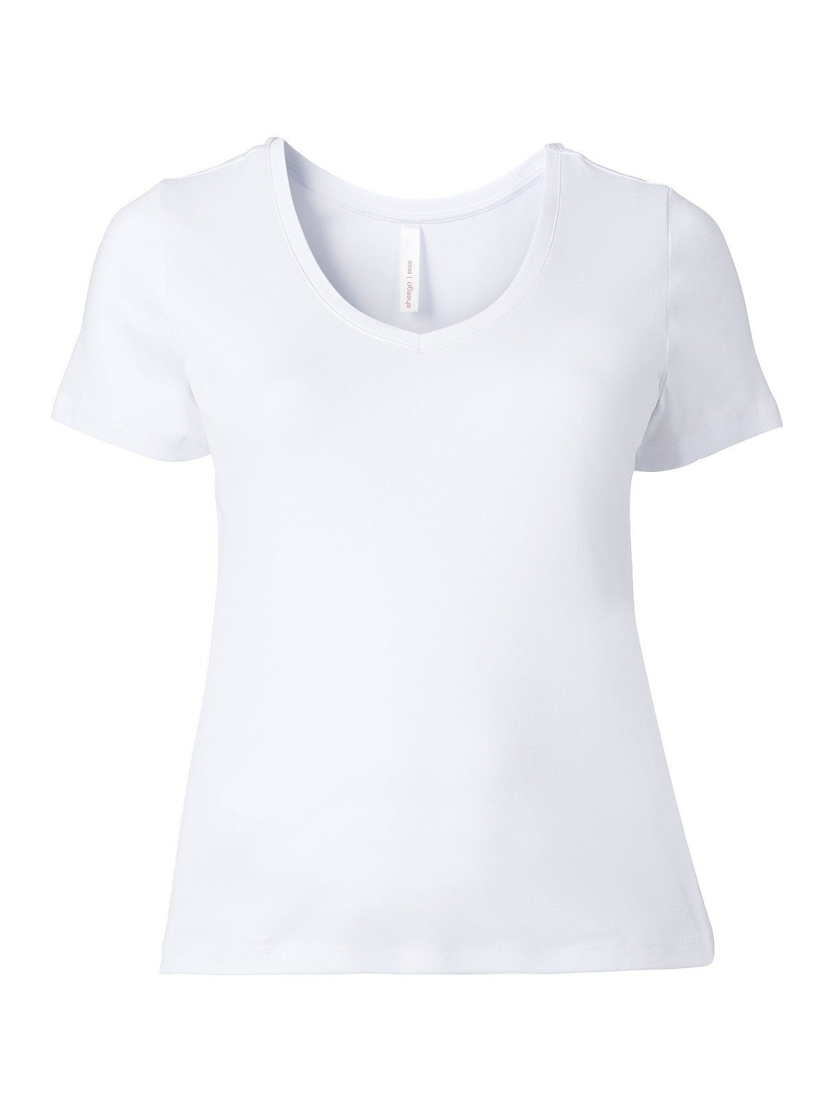Sheego T-Shirt Große Größen gerippter fein Qualität weiß aus