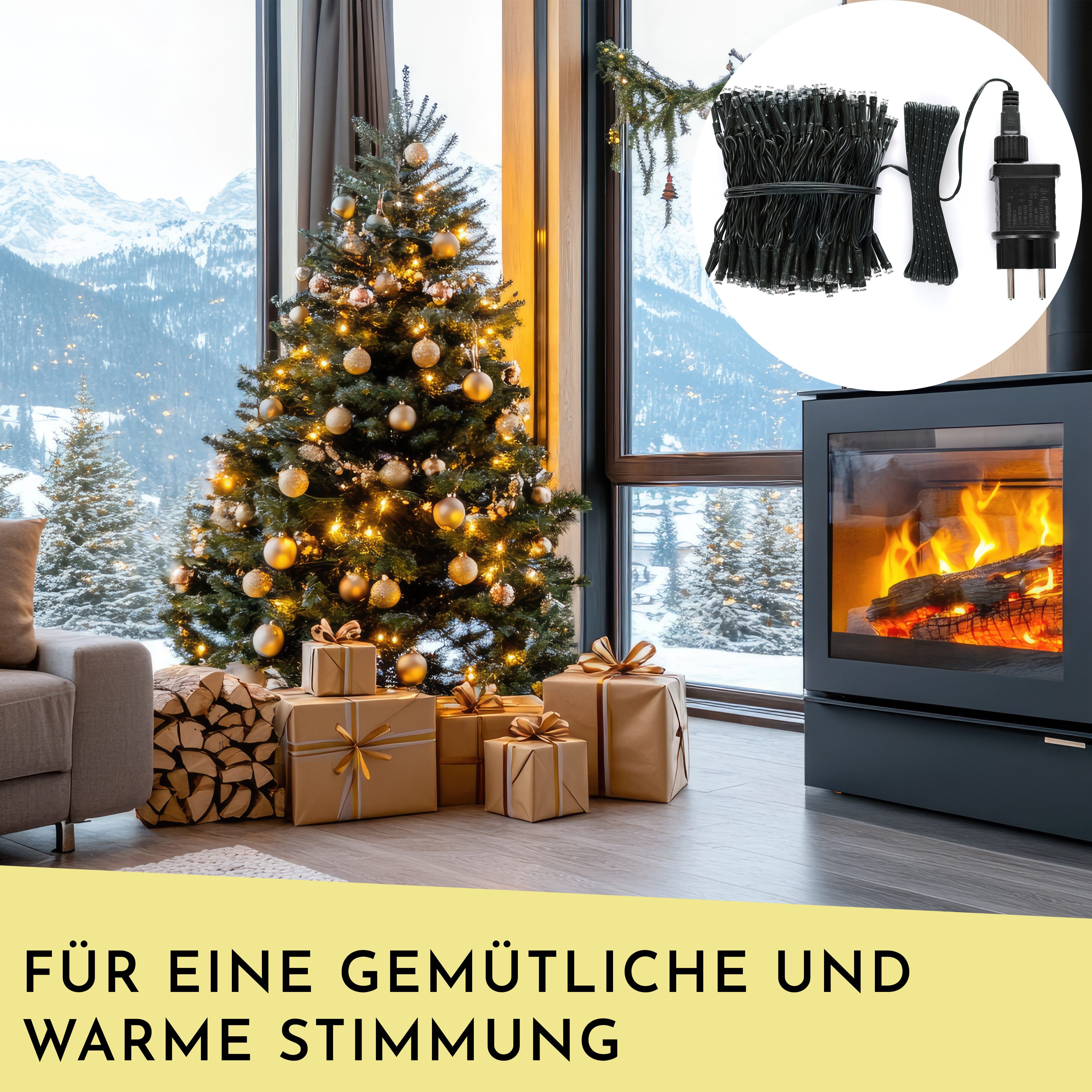 Nordstern LED-Lichterkette WarmWeiß von 24 bis 1.200 LED Weihnachtsdeko für Innen und Außen, mit Stecker 180 LED - 13,5 m für Weihnachtsbaum