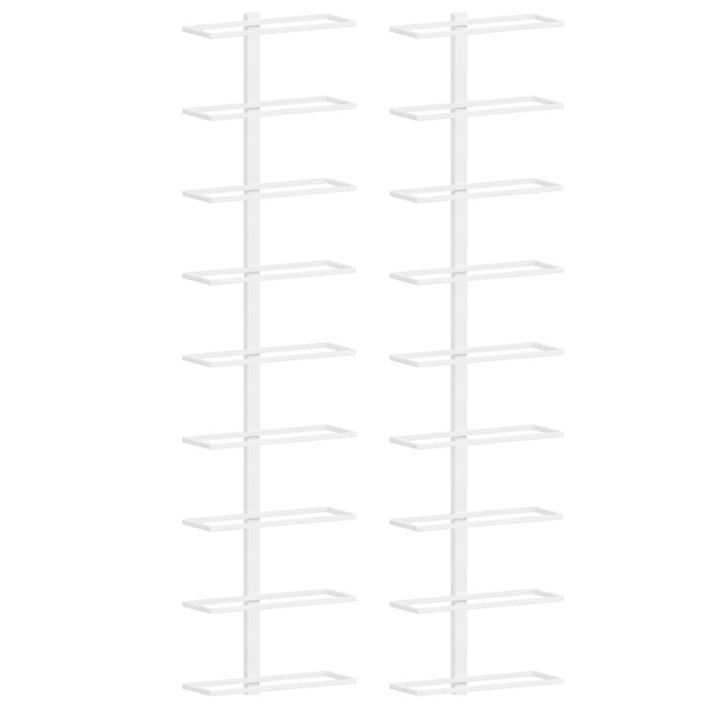 Weinregal Wand-Weinregal für 9 Flaschen 2 Stk. Weiß Eisen
