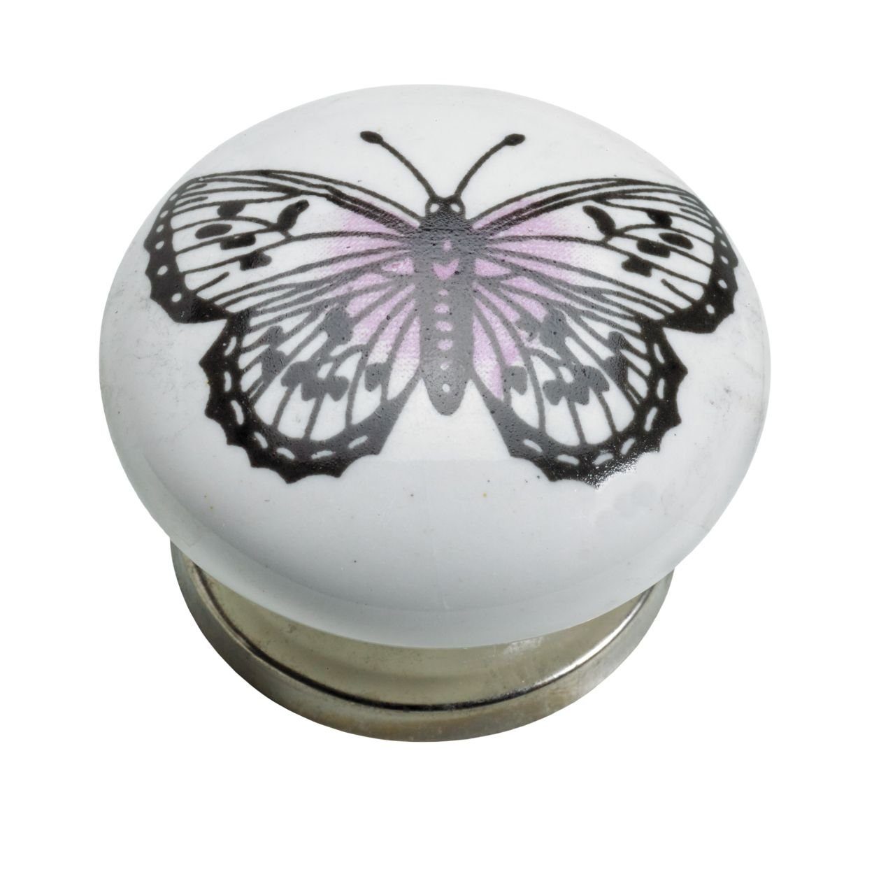 Möbelgriff mit Hettich weiß Schmetterling Möbelknopf Keramik Hettich