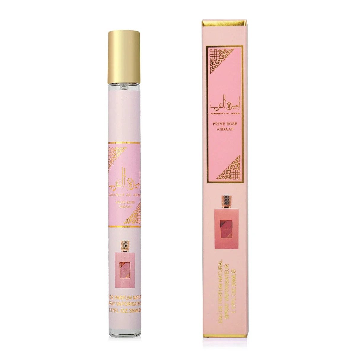Lattafa Eau de Parfum Ameerat Al Arab Prive Rose Damen EDP Spray Reiseparfum Bundle 2x35ml, Fruchtig-blumiger Duft mit Erdbeere, Rose und weißem Moschus