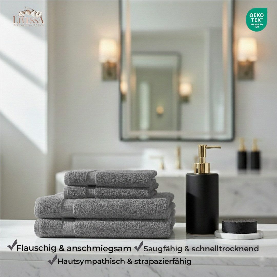 livessa Handtücher Frottiertücher Elegance - Handtuch - Duschtuch - Badetuch - Gästetuch, Luxuriöse Qualität der Spitzenklasse, aus 100% Baumwolle – 500 g/m².