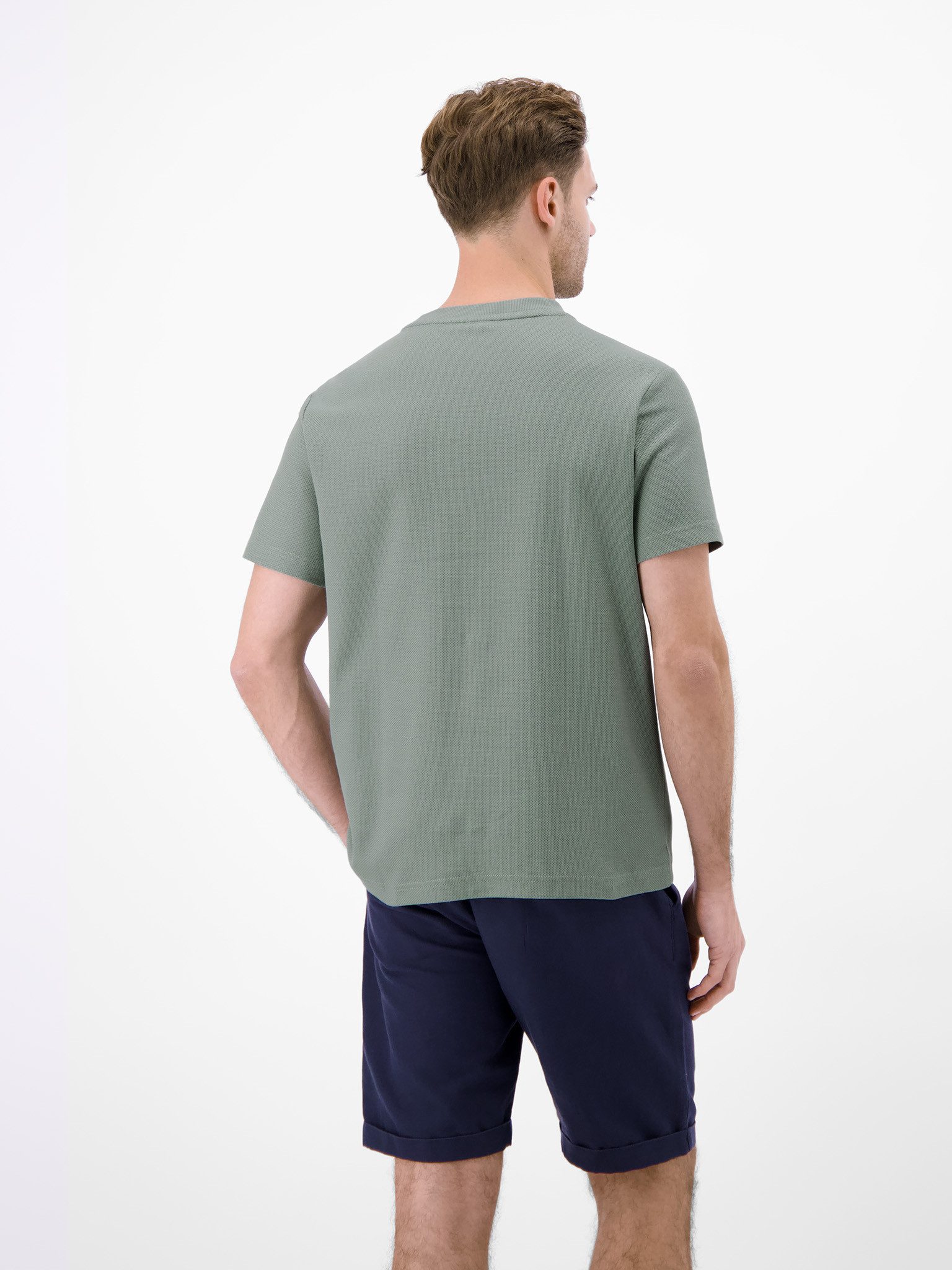 LERROS Rundhalsshirt mit Logo-Badge und in Waffle-Optik günstig online kaufen