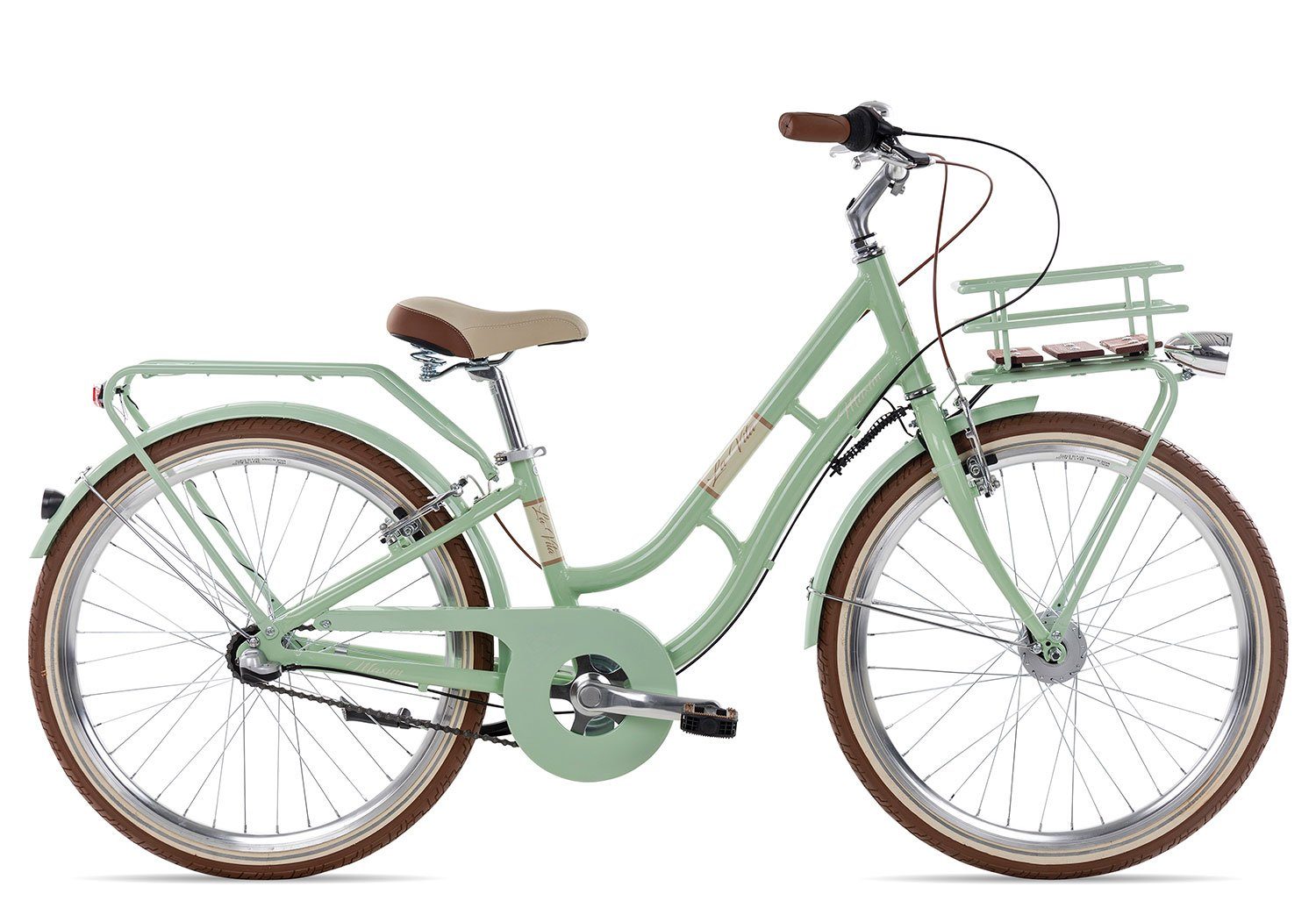 Maxim Kinderfahrrad La Vita 3 24, 3 Gang Shimano Nexus 3 Rücktritt Schaltwerk, Kinderrad 24 Zoll Junge Mädchen grün mintgrün