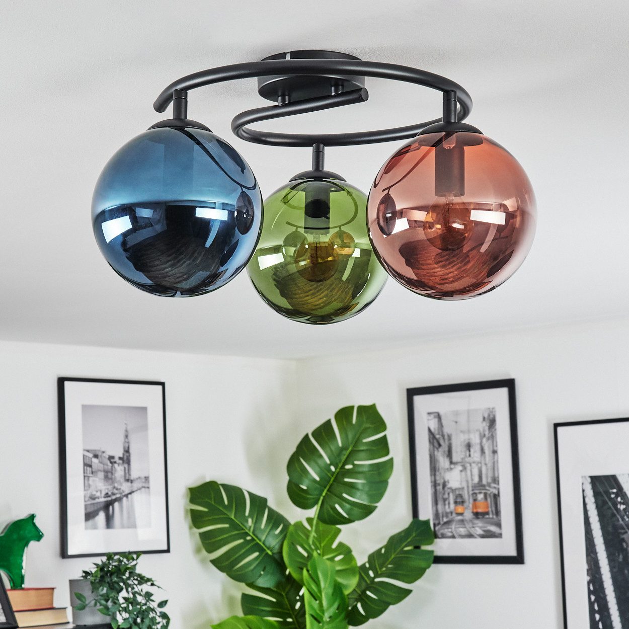 hofstein Deckenleuchte Deckenlampe aus Metall/Glas in günstig online kaufen