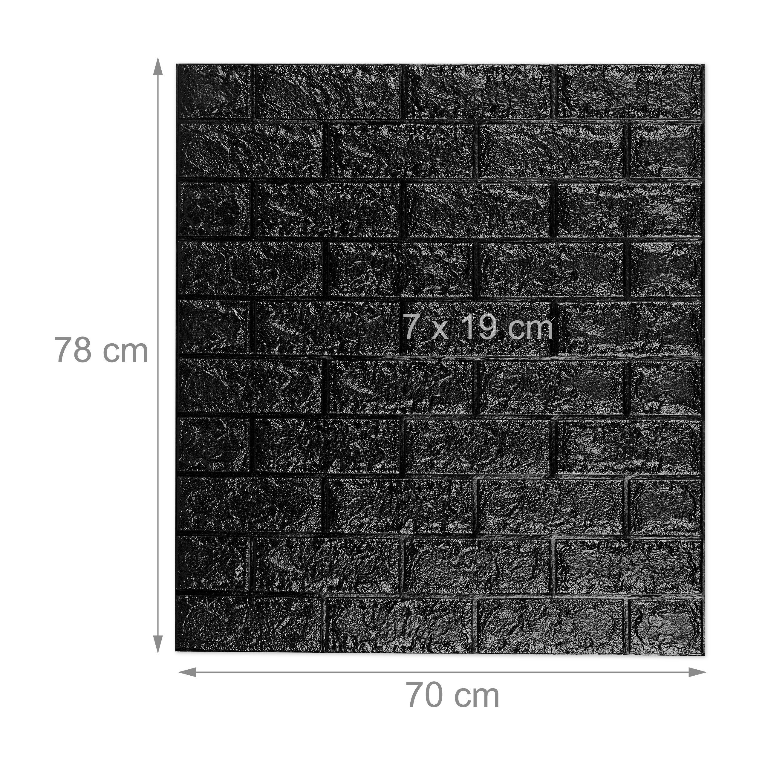 relaxdays Wandpaneel Wandpaneele selbstklebend im Set, BxL: 70x0.7 cm, 0.546 qm, (5-tlg) schwarz, 5er-Pack – Bild 4 von 5