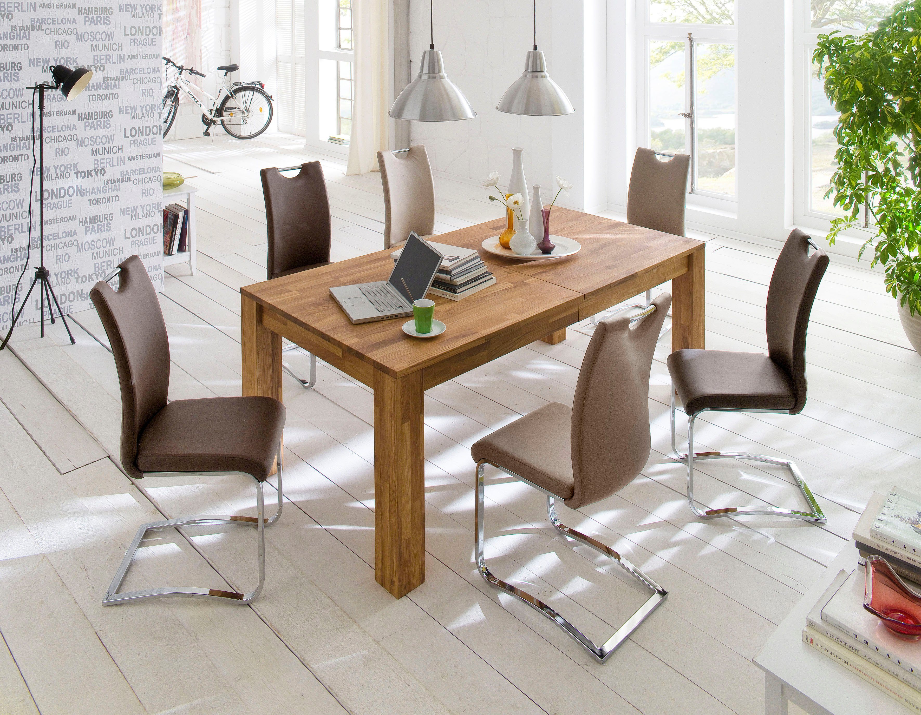 Stuhl | furniture belastbar (Set, kg 120 MCA Freischwinger Kunstlederbezug, 4 Komfortsitzhöhe, Braun Braun bis Köln St),