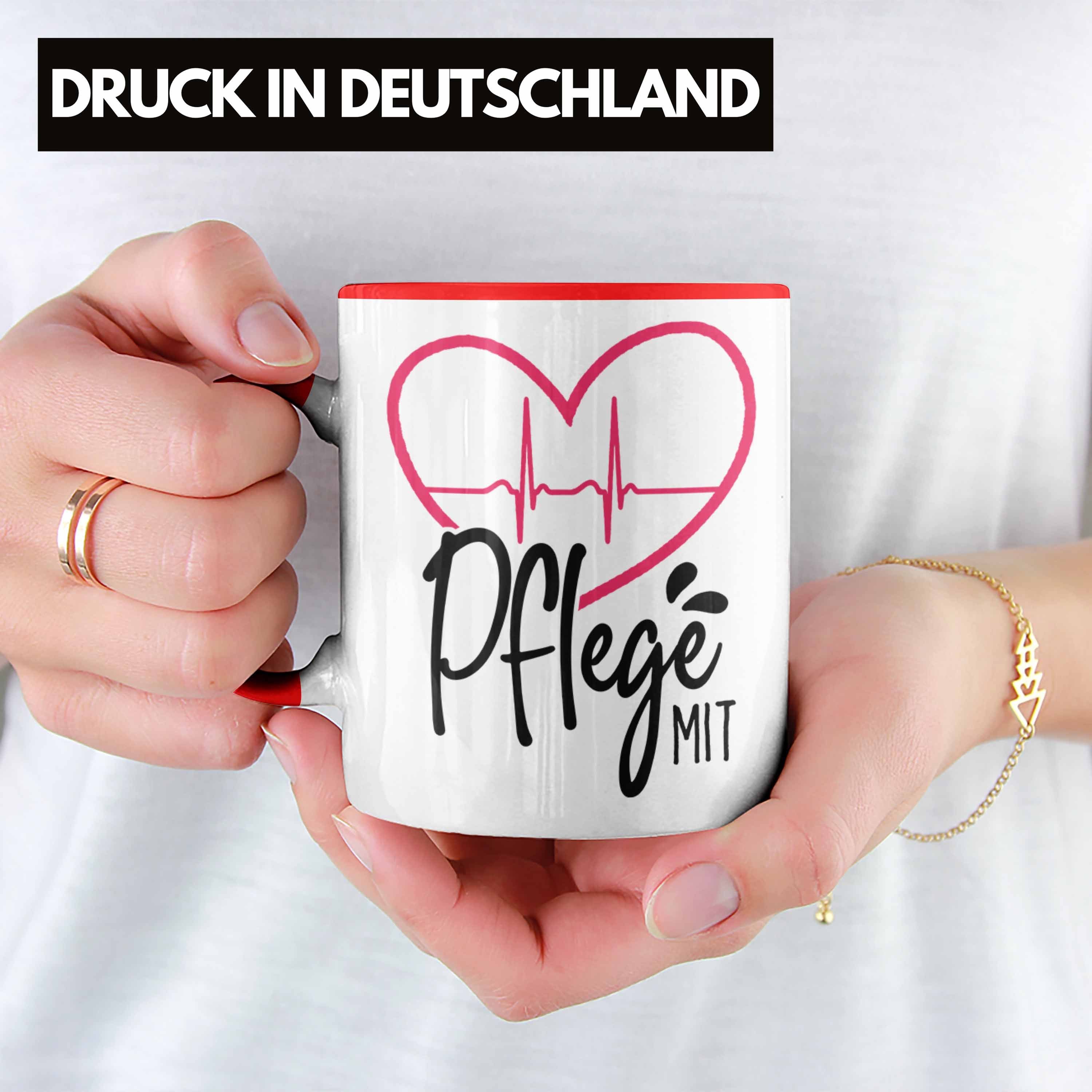 Grafik Pfleger Pfleger Geschenkidee Tasse Rot "Pflege Tasse Herz" Geschenk Trendation mit