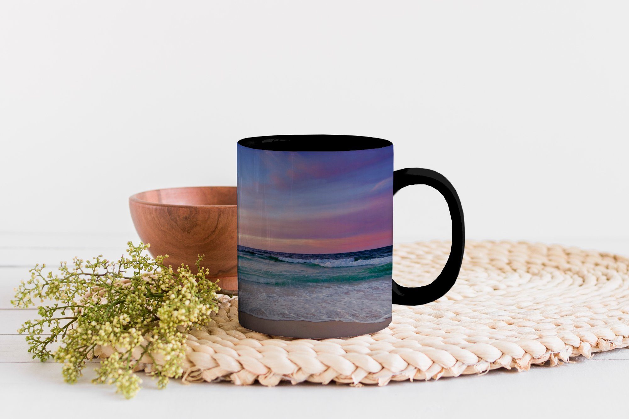 Keramik, Farben, Kaffeetassen, Zaubertasse, - Teetasse, Tasse MuchoWow - Farbwechsel, Geschenk Pastell Strand