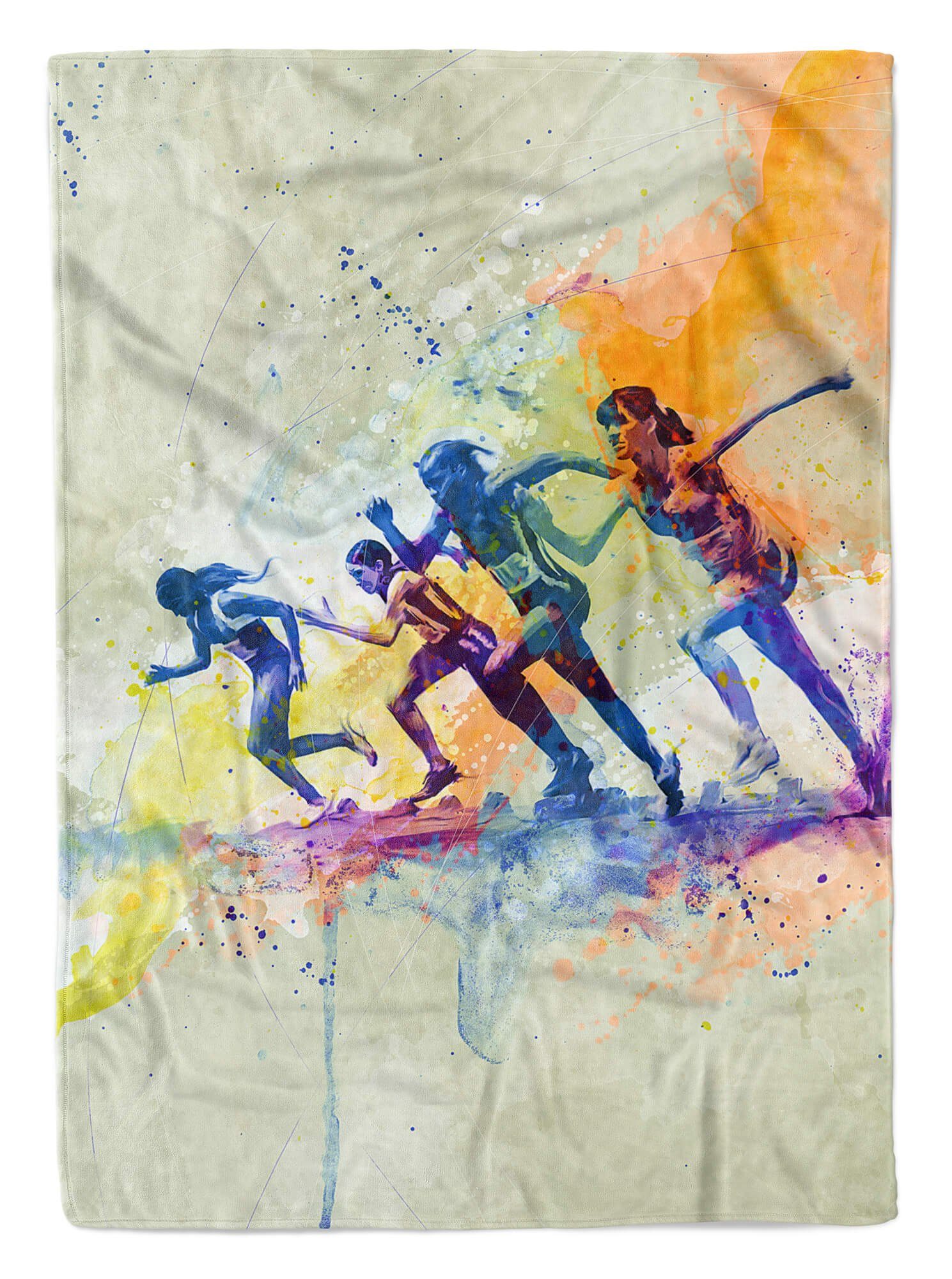 Sinus Art Handtücher SplashArt Sport Handtuch Strandhandtuch Saunatuch Kuscheldecke Kunstvoll Running V Sporth, Baumwolle-Polyester-Mix (1-St), Handtuch