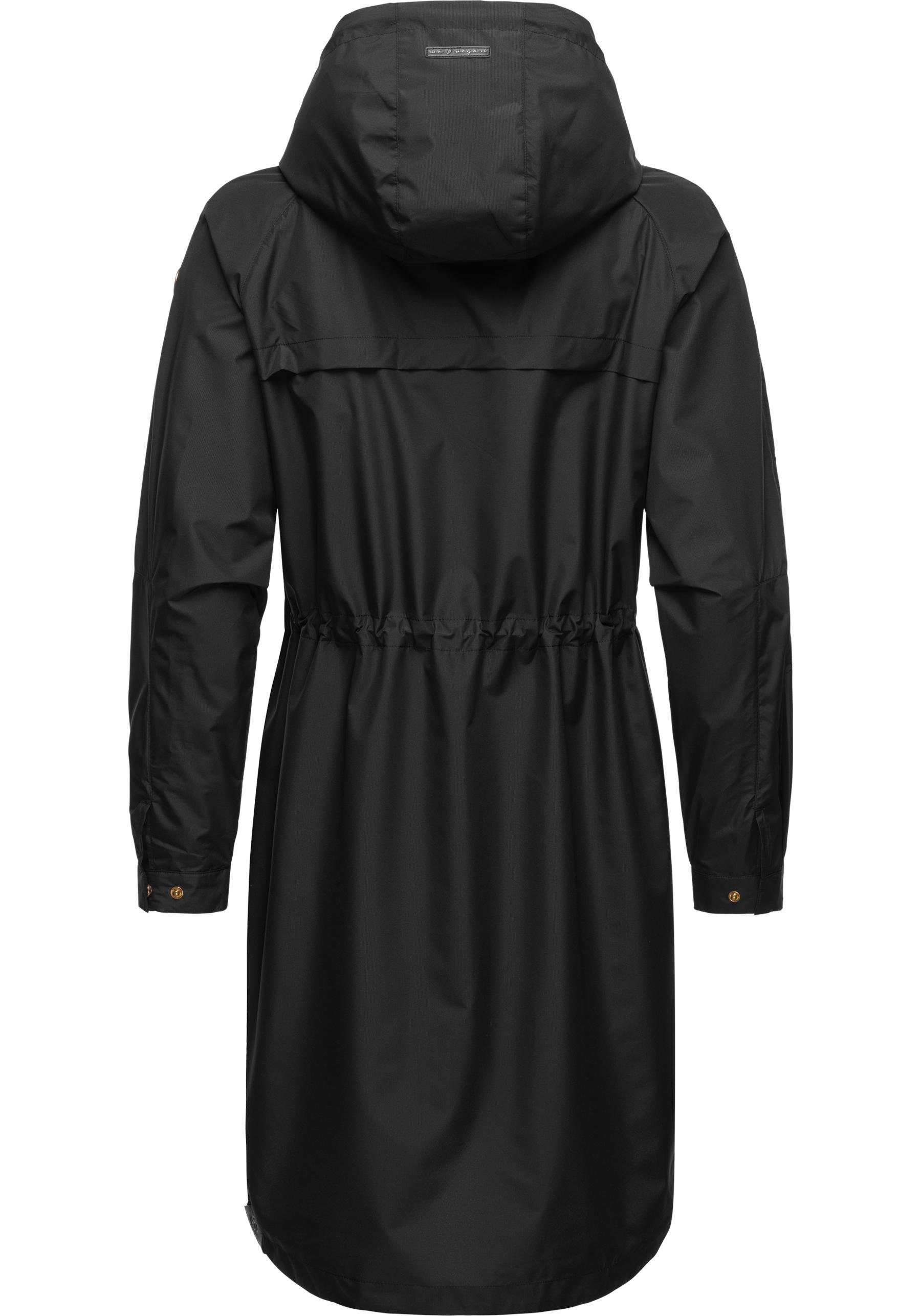 sehr und lange Outdoorjacke Belinka stylische schwarz Übergangsjacke leichte Ragwear