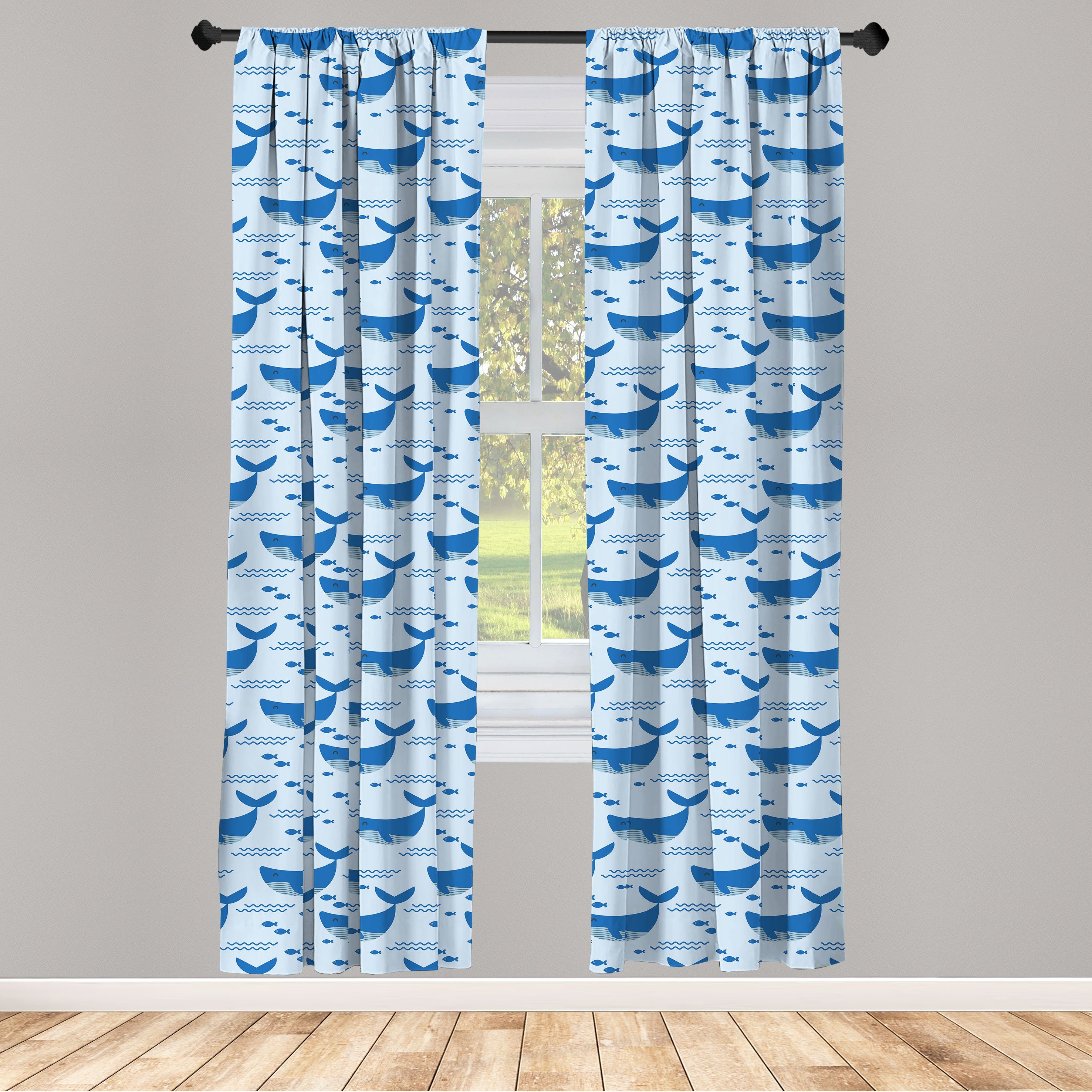 Gardine Vorhang für Tiere Fish Ozean Abakuhaus, Microfaser, Dekor, Schlafzimmer of Flock Wohnzimmer Wale