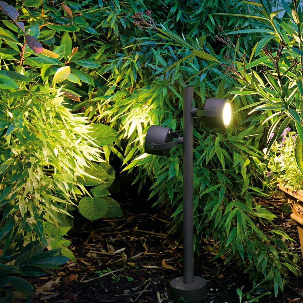 SLV Außen-Stehlampe Zweiflammige Stehleuchte Sitra, GX53, anthrazit