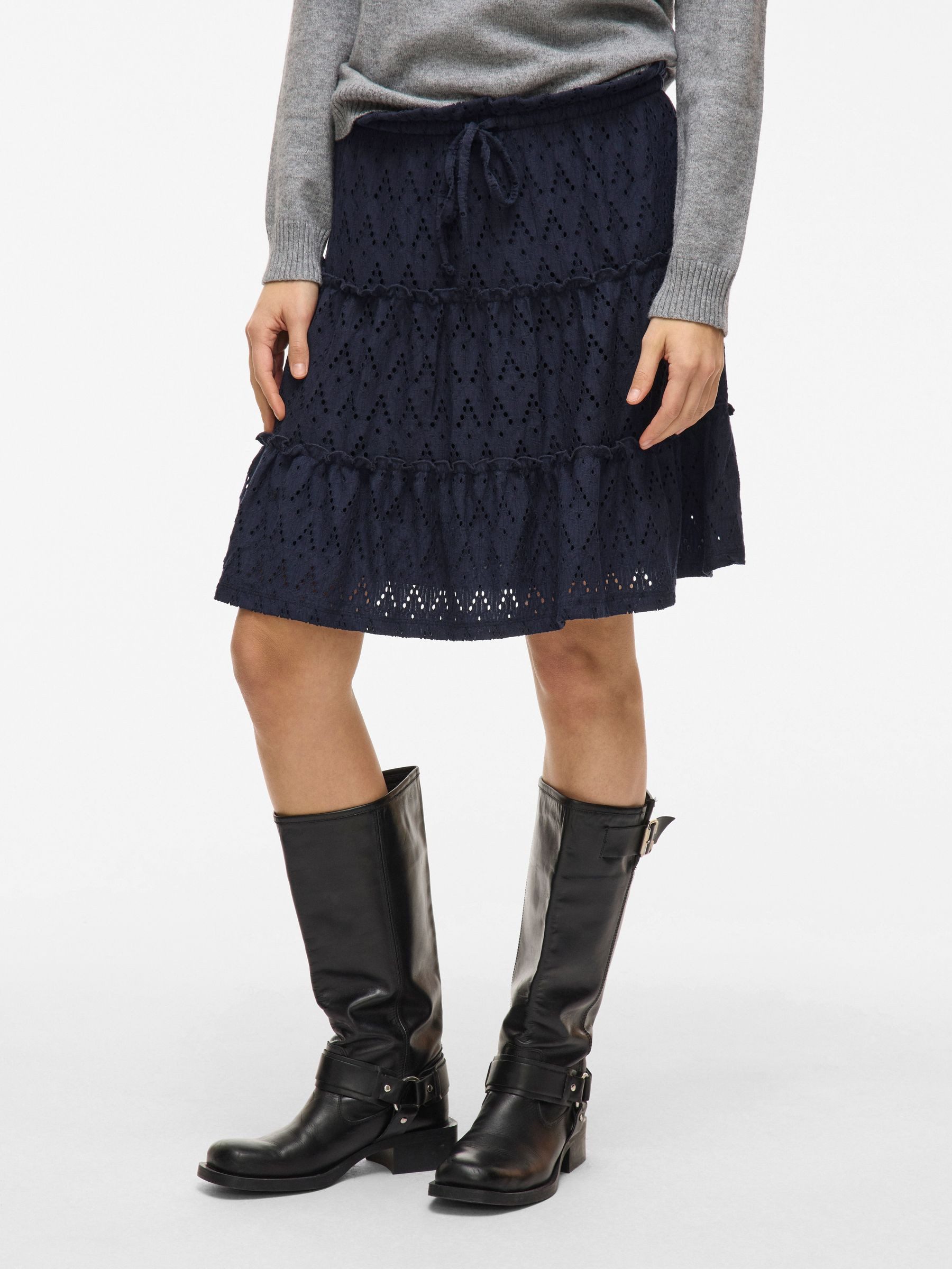 Vila Sommerrock Strukturiertes Design mit Kordelzug und Rüschen VIAMALINA H günstig online kaufen