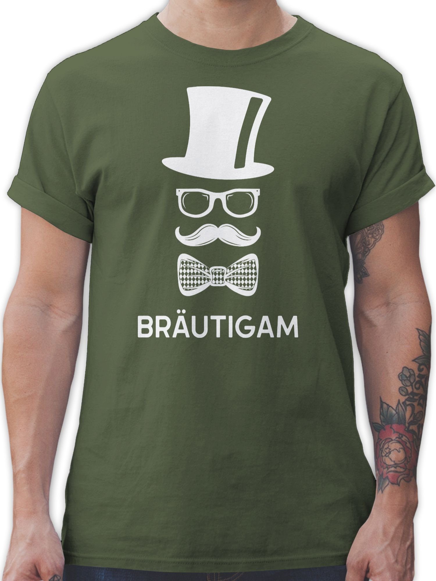 Shirtracer T-Shirt Bräutigam Gentleman JGA Männer 03 Army Grün