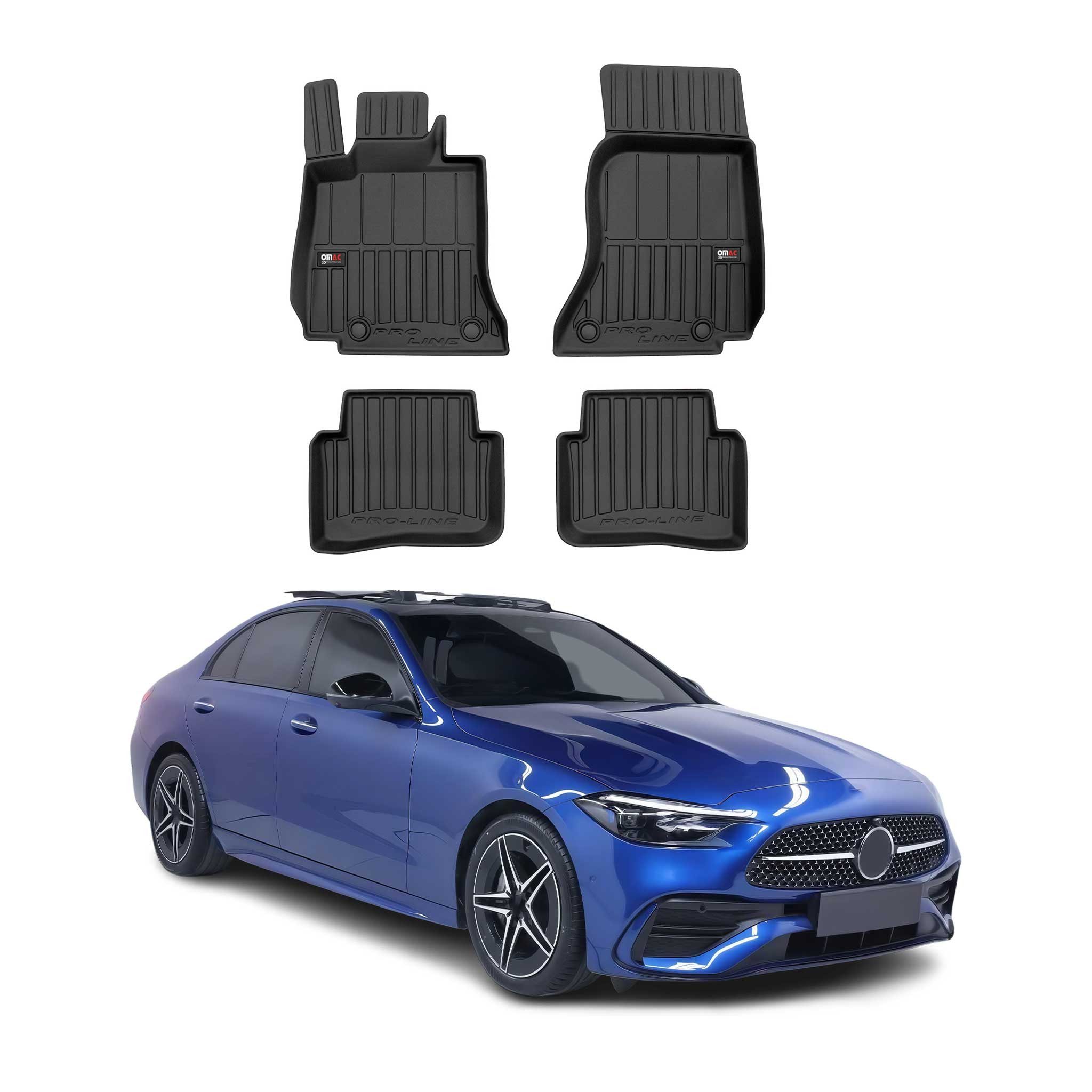 OMAC Auto-Fußmatten für Mercedes C-Klasse W206 2021-2025 Schwarz 4 tlg TPE (4 St), für Mercedes C-Klasse W206 2021-2025 Mercedes C-Klasse W206 2021-2025, Antirutsch,Wasserfest,Einfache Installation