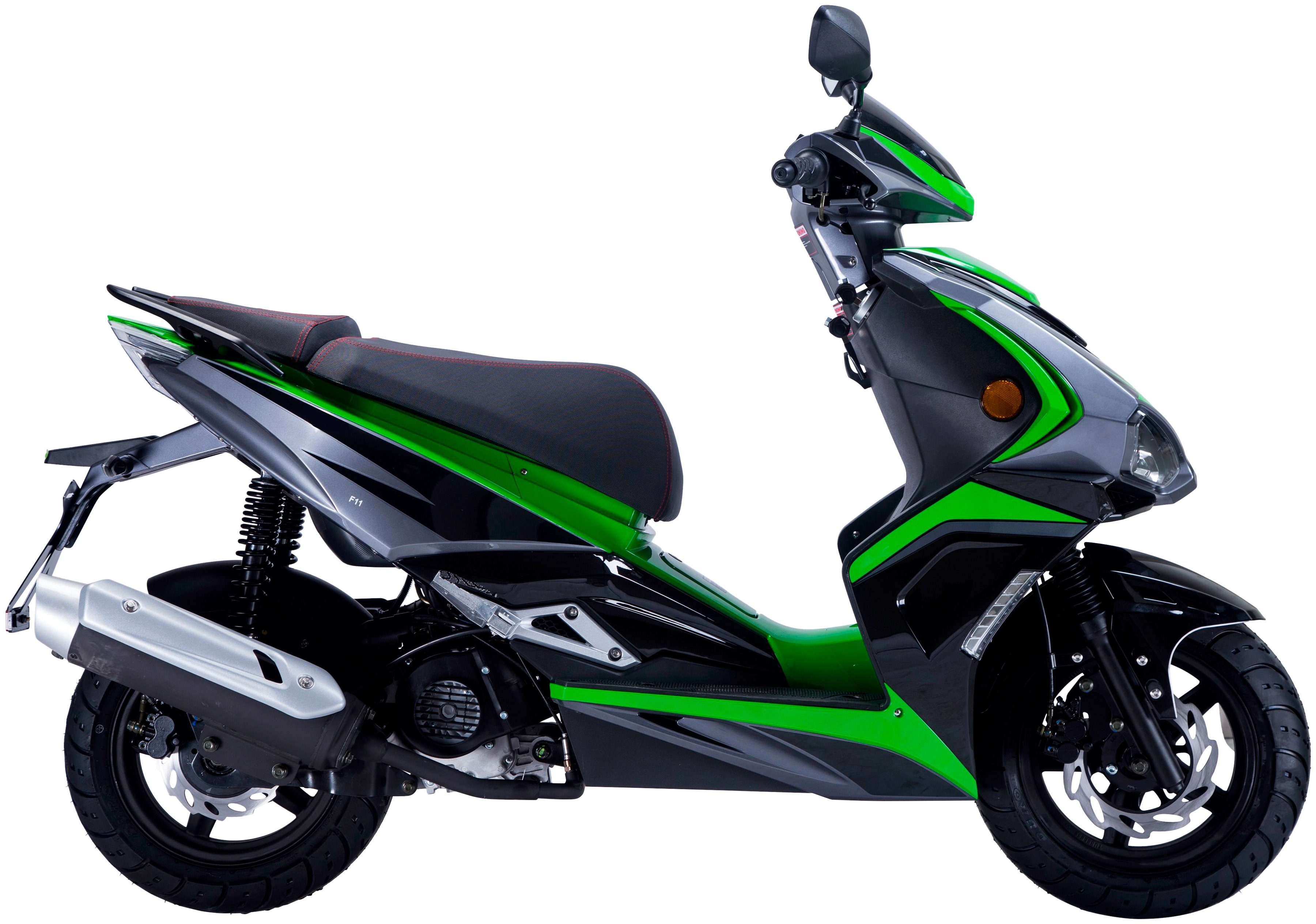GT UNION Motorroller 50 ccm, 45 km/h, 5 Striker, schwarz/grün Euro