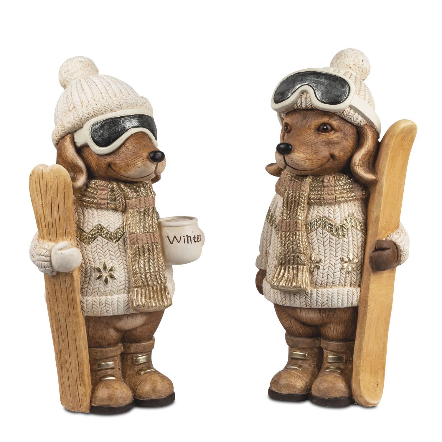 formano Dekofigur Winterzeit Weihnachtsdeko, handbemalt, Mehrfarbig, Dackel, H: 45cm