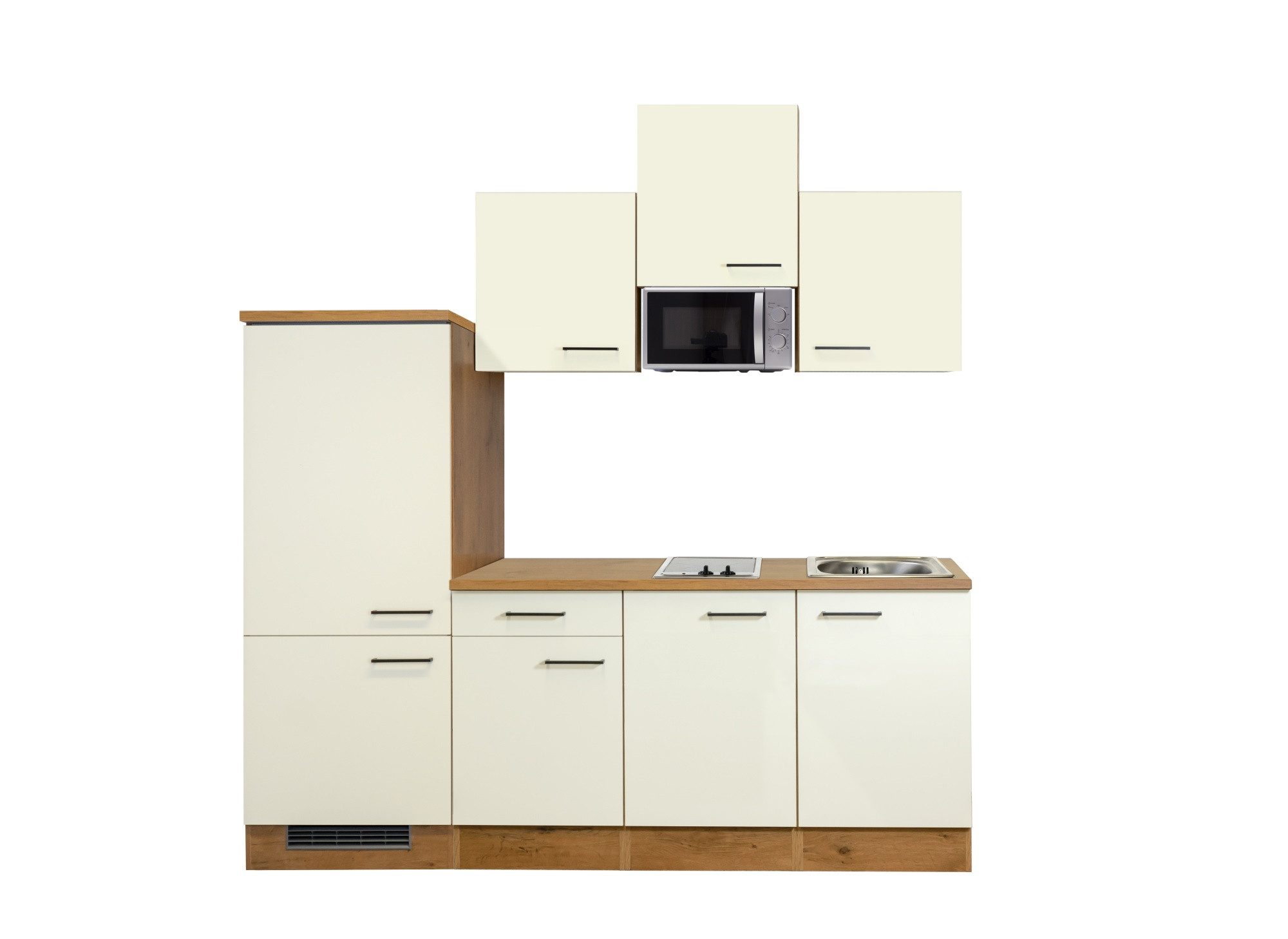 Flex-Well Küchenzeile Küchenzeile mit E-Geräten - 210 cm breit - Magnolia Matt Lancelot Oak