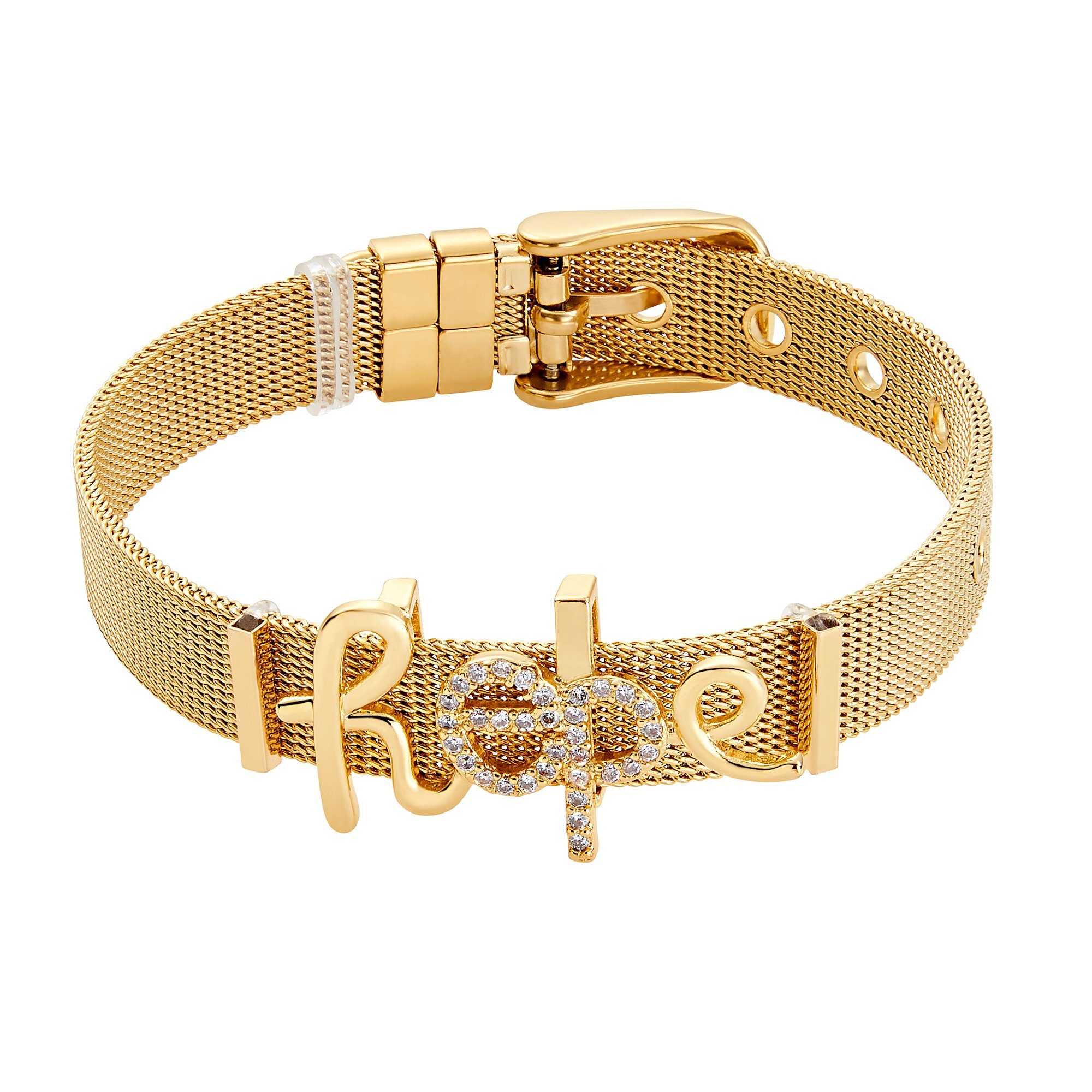 Heideman Armband Mesh Armband Hope poliert (Armband, inkl. Geschenkverpackung), Charms sind austauschbar goldfarben | Edelstahlarmbänder