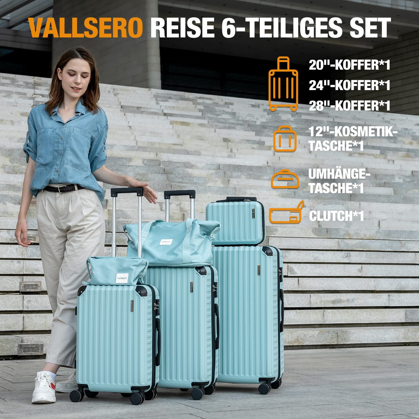 VALLSERO Trolleyset LG2 Hartschalen-Koffer set (S,M,L,XL) günstig online kaufen